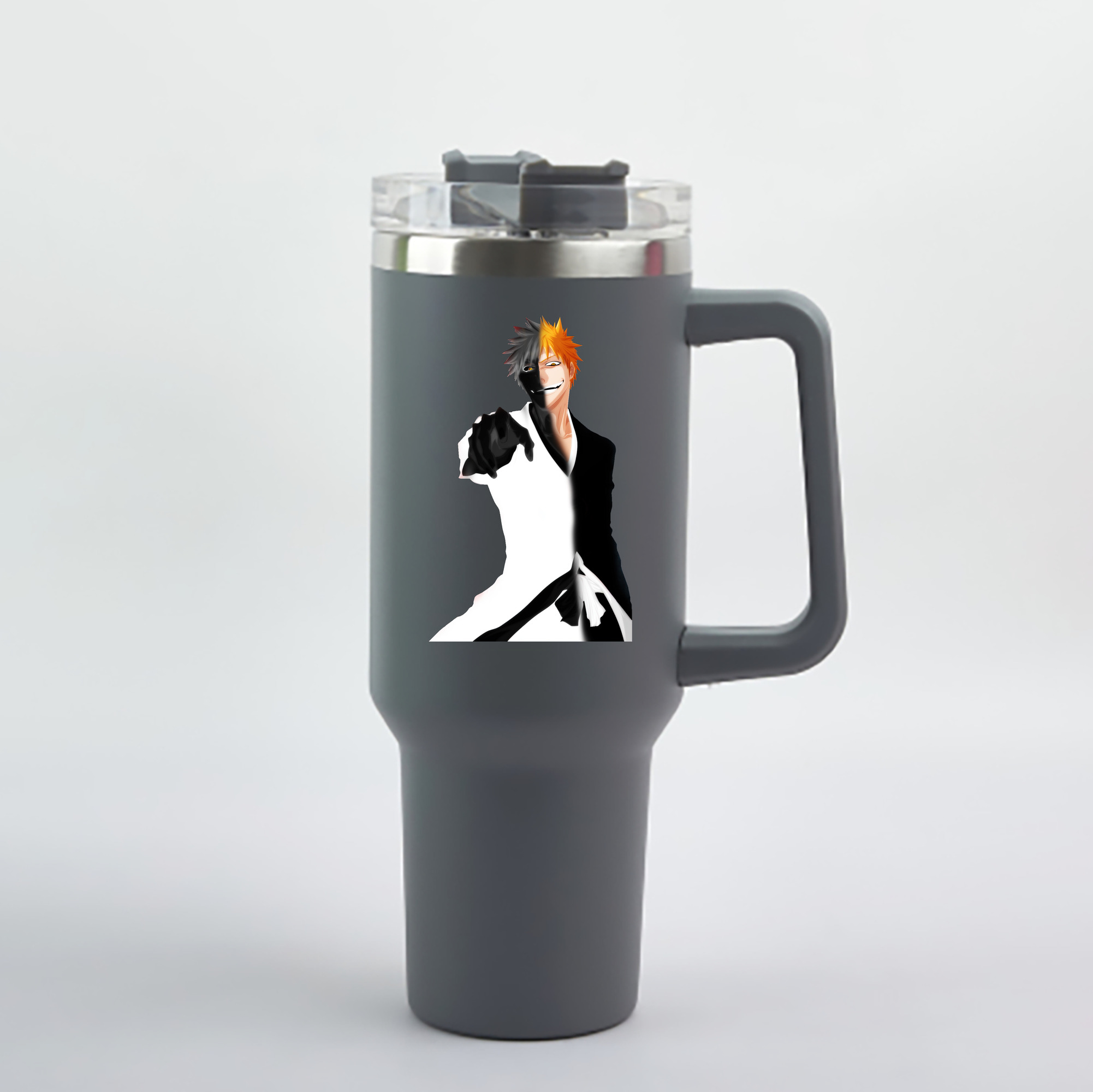 （画像用） ブリーチ 黒崎一護（くろさき いちご）BLEACH Kurosaki Ichigo 1200mL車用タンブラー - クリスタルステッカー（プラスチックストロー付き）