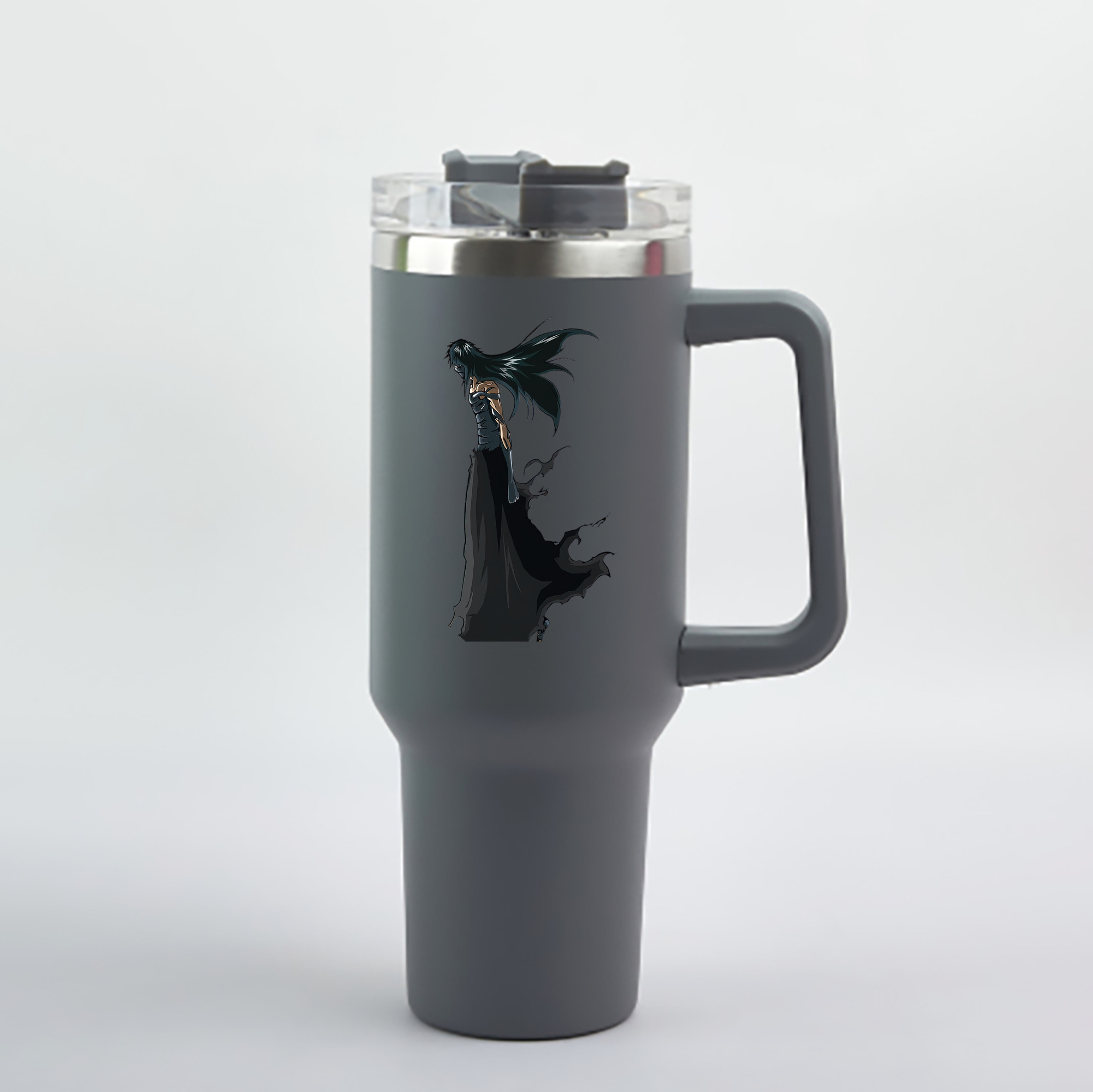 （画像用） ブリーチ 黒崎一護（くろさき いちご）BLEACH Kurosaki Ichigo 1200mL車用タンブラー - クリスタルステッカー（プラスチックストロー付き）