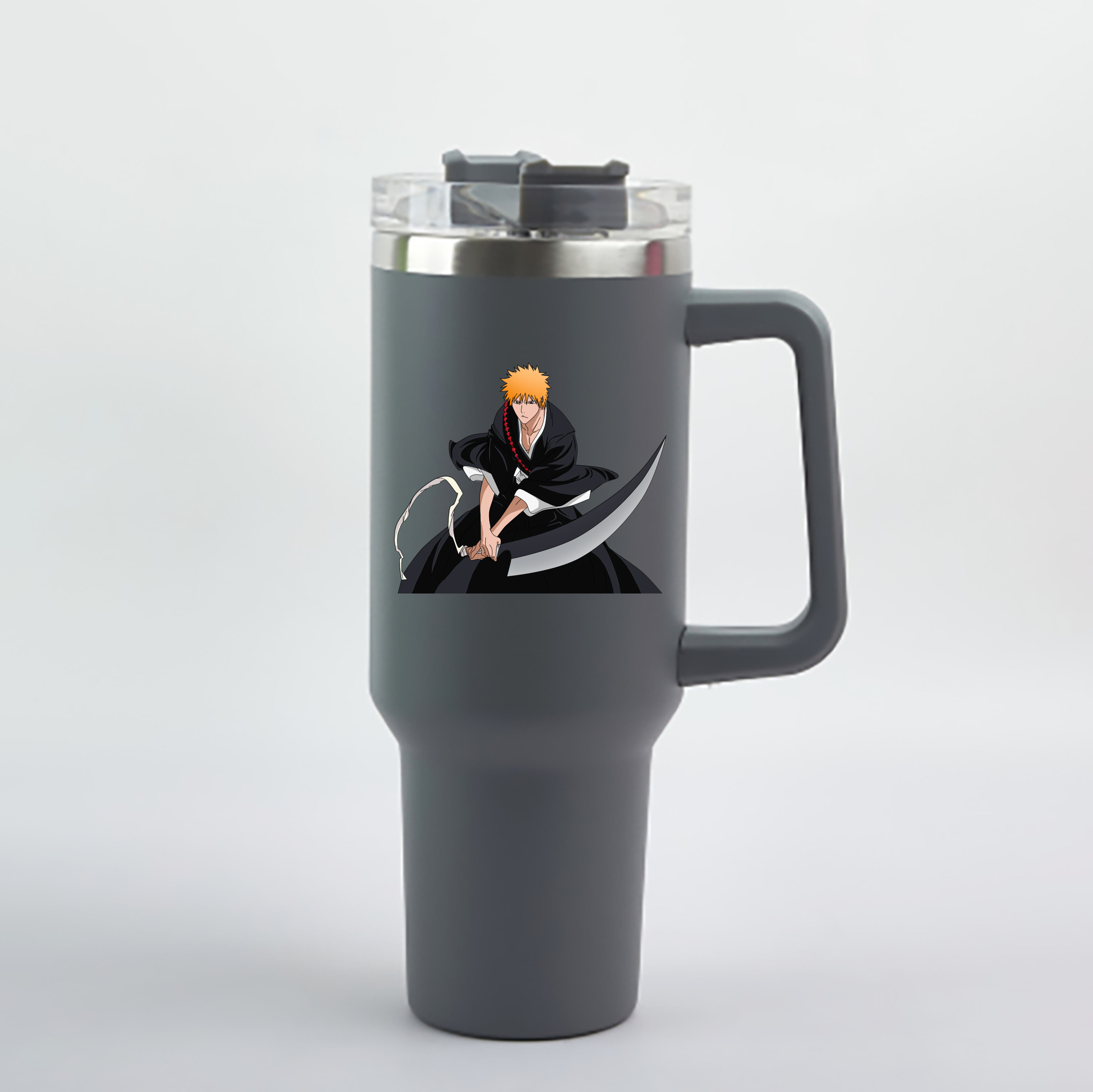 （画像用） ブリーチ 黒崎一護（くろさき いちご）BLEACH Kurosaki Ichigo 1200mL車用タンブラー - クリスタルステッカー（プラスチックストロー付き）