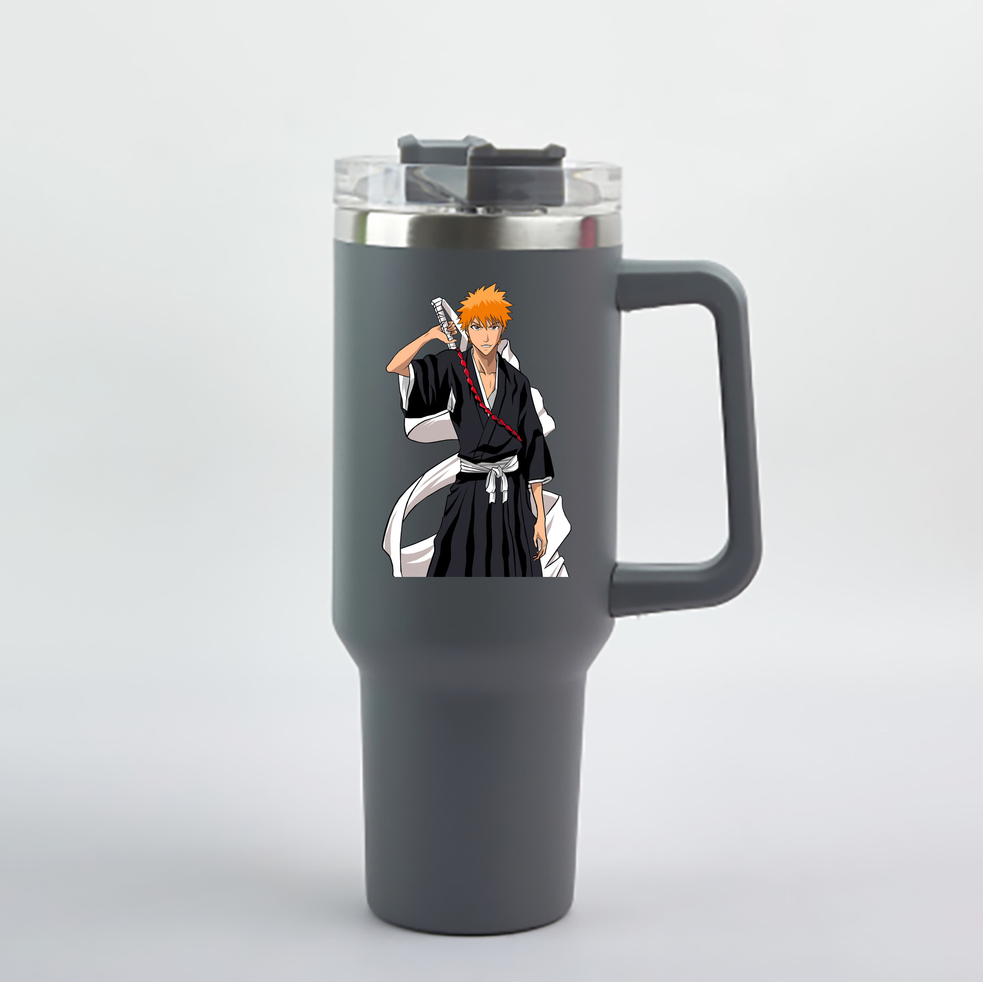 （画像用） ブリーチ 黒崎一護（くろさき いちご）BLEACH Kurosaki Ichigo 1200mL車用タンブラー - クリスタルステッカー（プラスチックストロー付き）