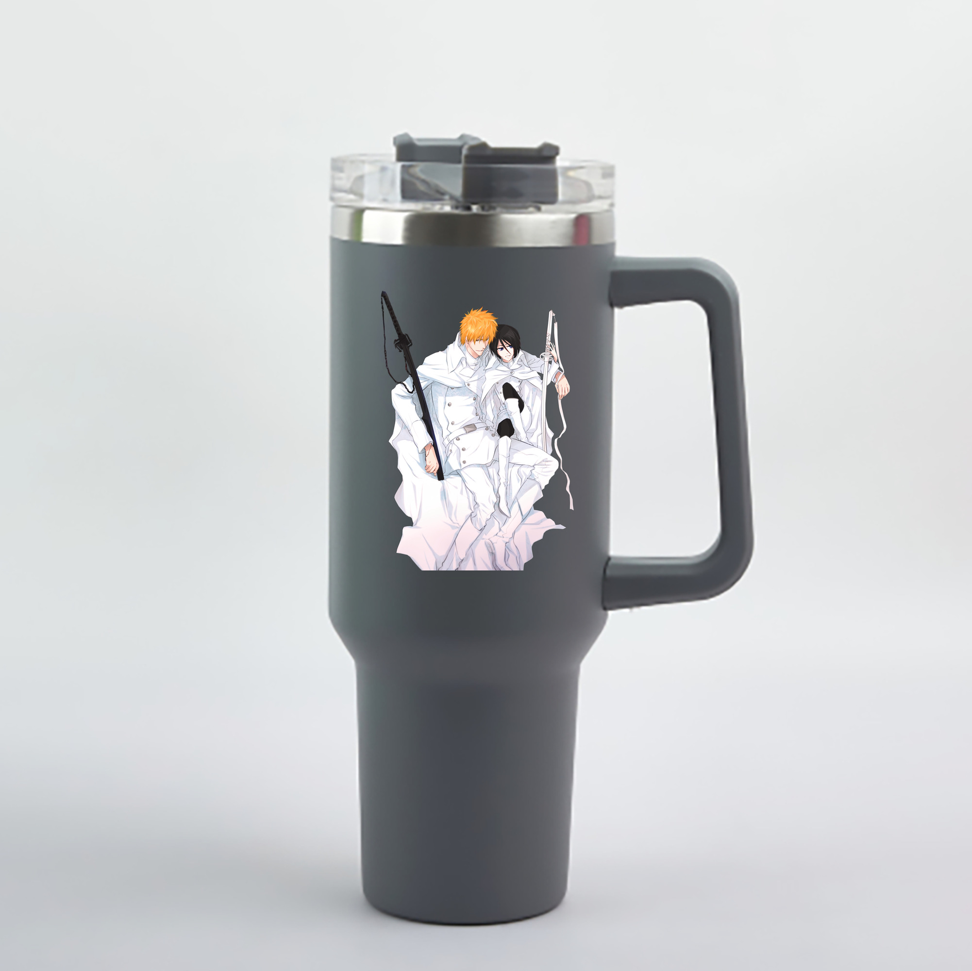 （画像用） ブリーチ 黒崎一護（くろさき いちご）BLEACH Kurosaki Ichigo 1200mL車用タンブラー - クリスタルステッカー（プラスチックストロー付き）