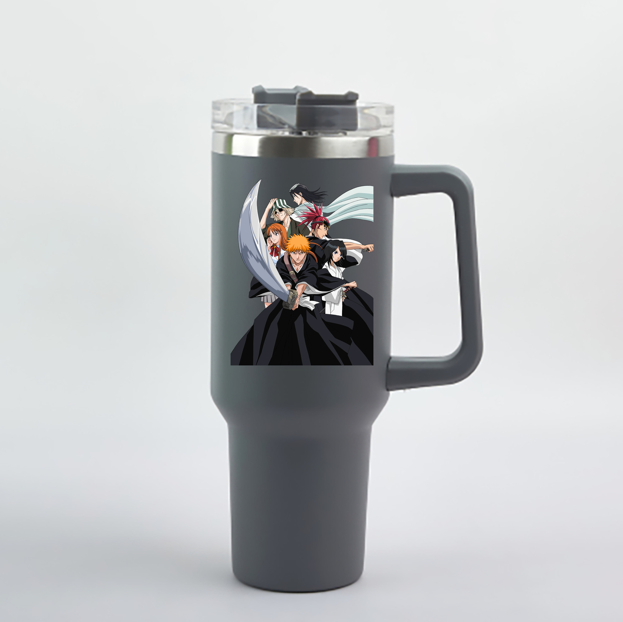 （画像用） ブリーチ 黒崎一護（くろさき いちご）BLEACH Kurosaki Ichigo 1200mL車用タンブラー - クリスタルステッカー（プラスチックストロー付き）