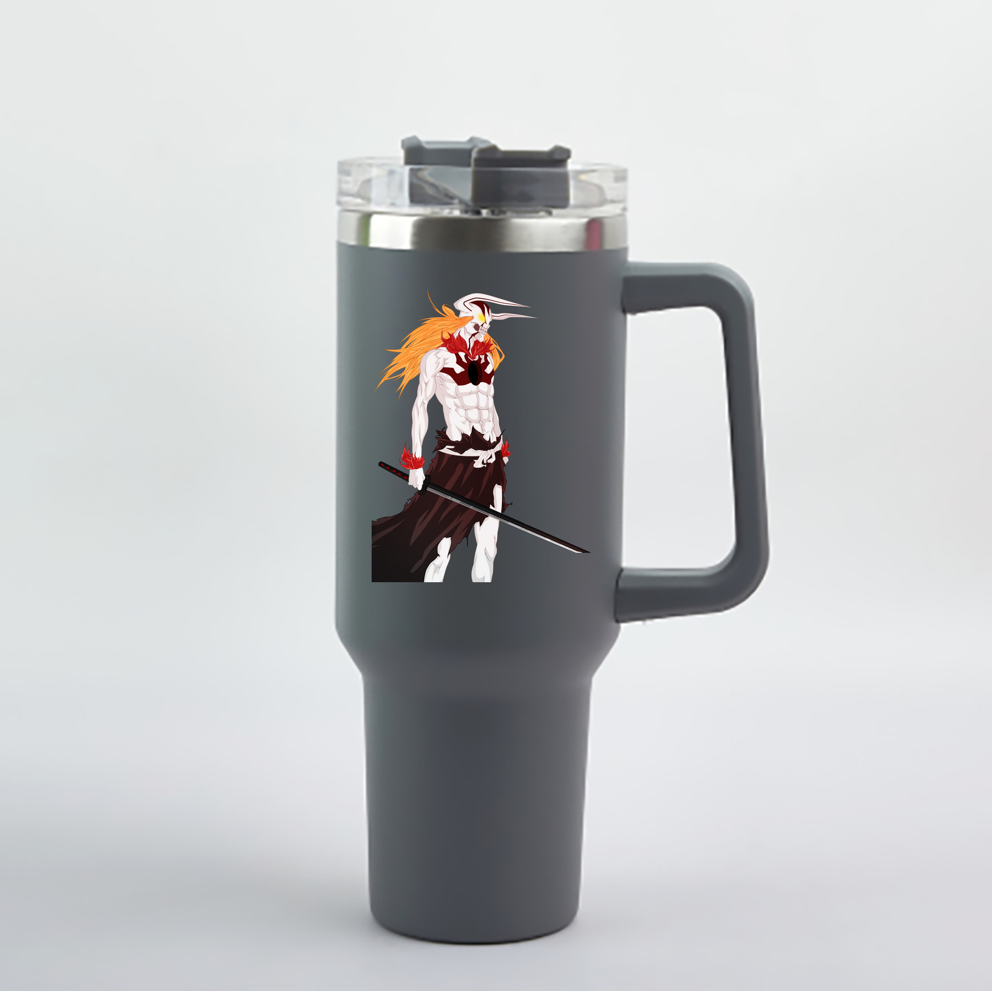 （画像用） ブリーチ 黒崎一護（くろさき いちご）BLEACH Kurosaki Ichigo 1200mL車用タンブラー - クリスタルステッカー（プラスチックストロー付き）