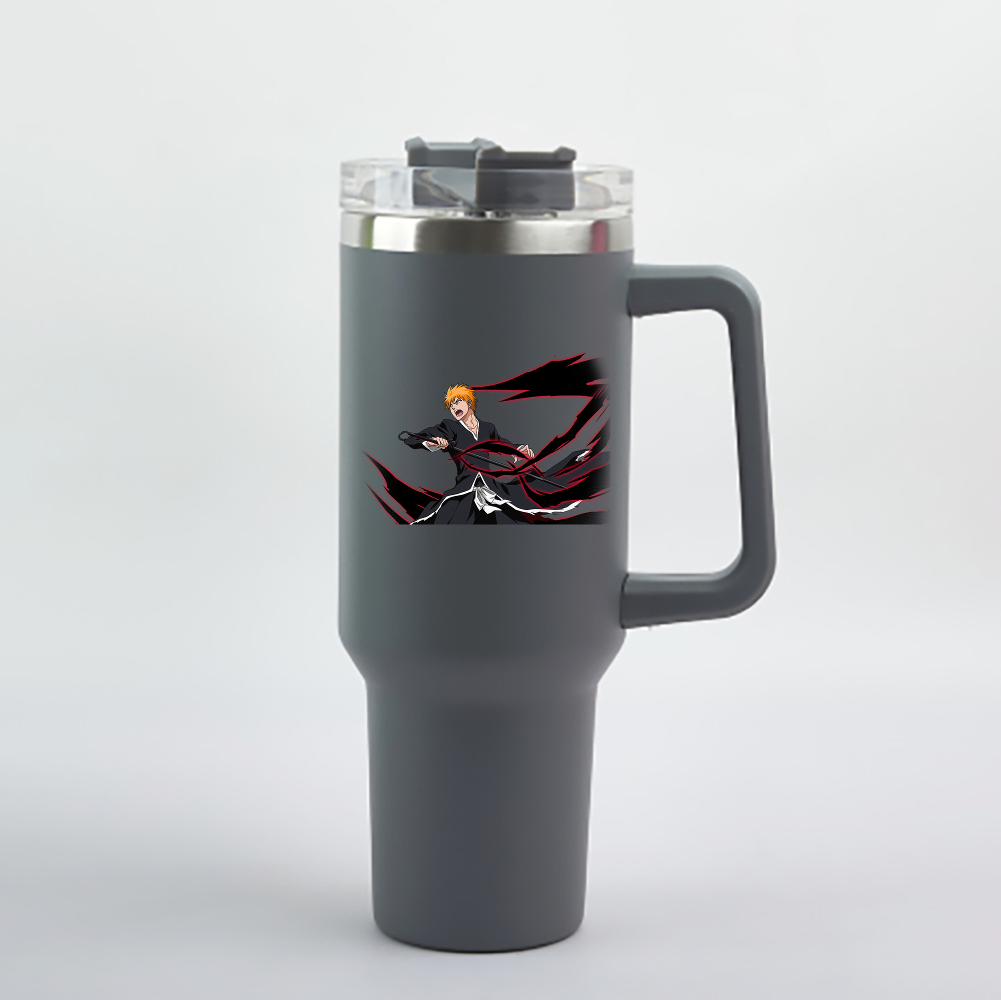 （画像用） ブリーチ 黒崎一護（くろさき いちご）BLEACH Kurosaki Ichigo 1200mL車用タンブラー - クリスタルステッカー（プラスチックストロー付き）