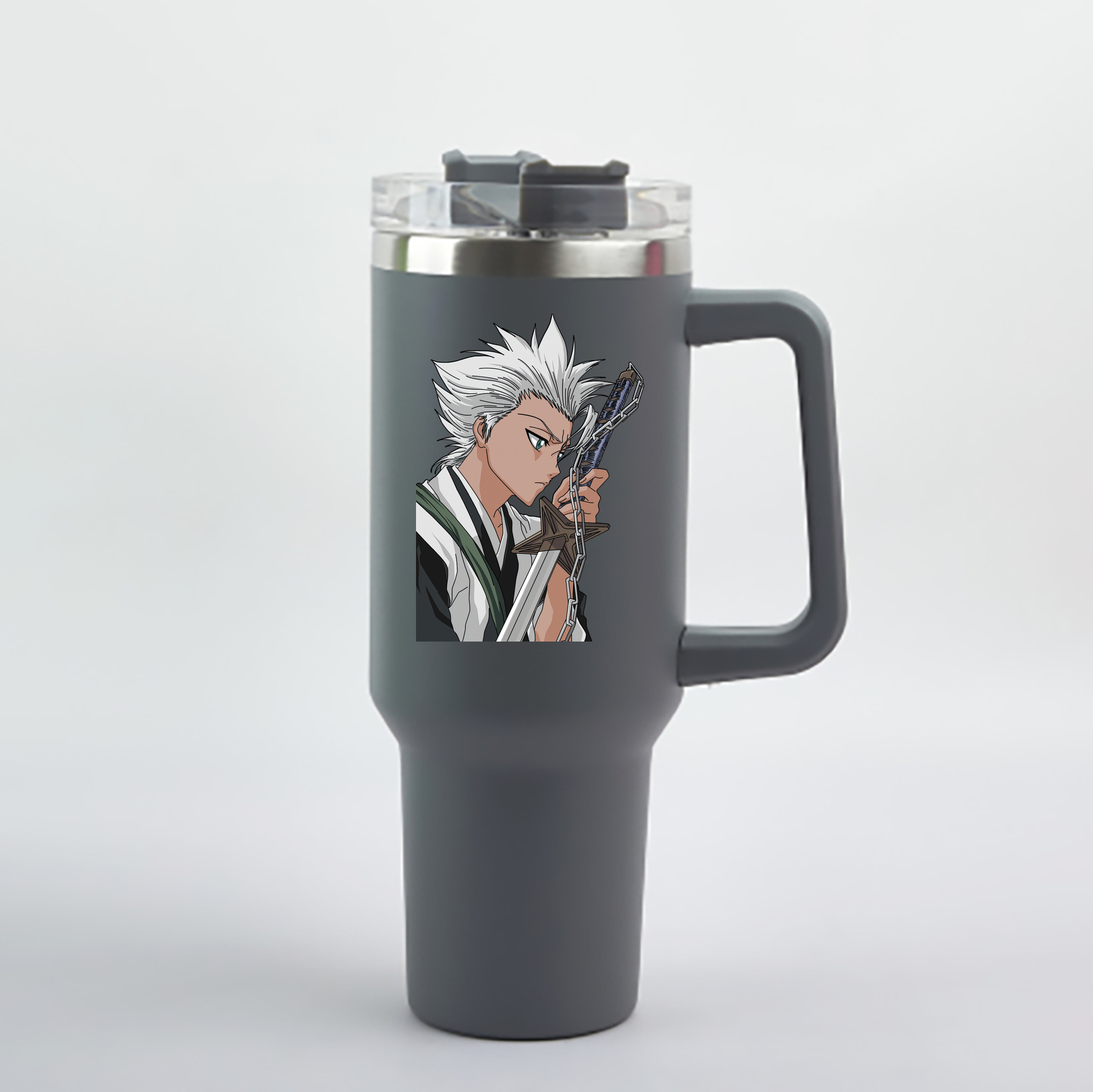 （画像用） ブリーチ 日番谷冬獅郎（ひつがや とうしろう） BLEACH Hitsugaya Toushirou 1200mL車用タンブラー - クリスタルステッカー（プラスチックストロー付き）
