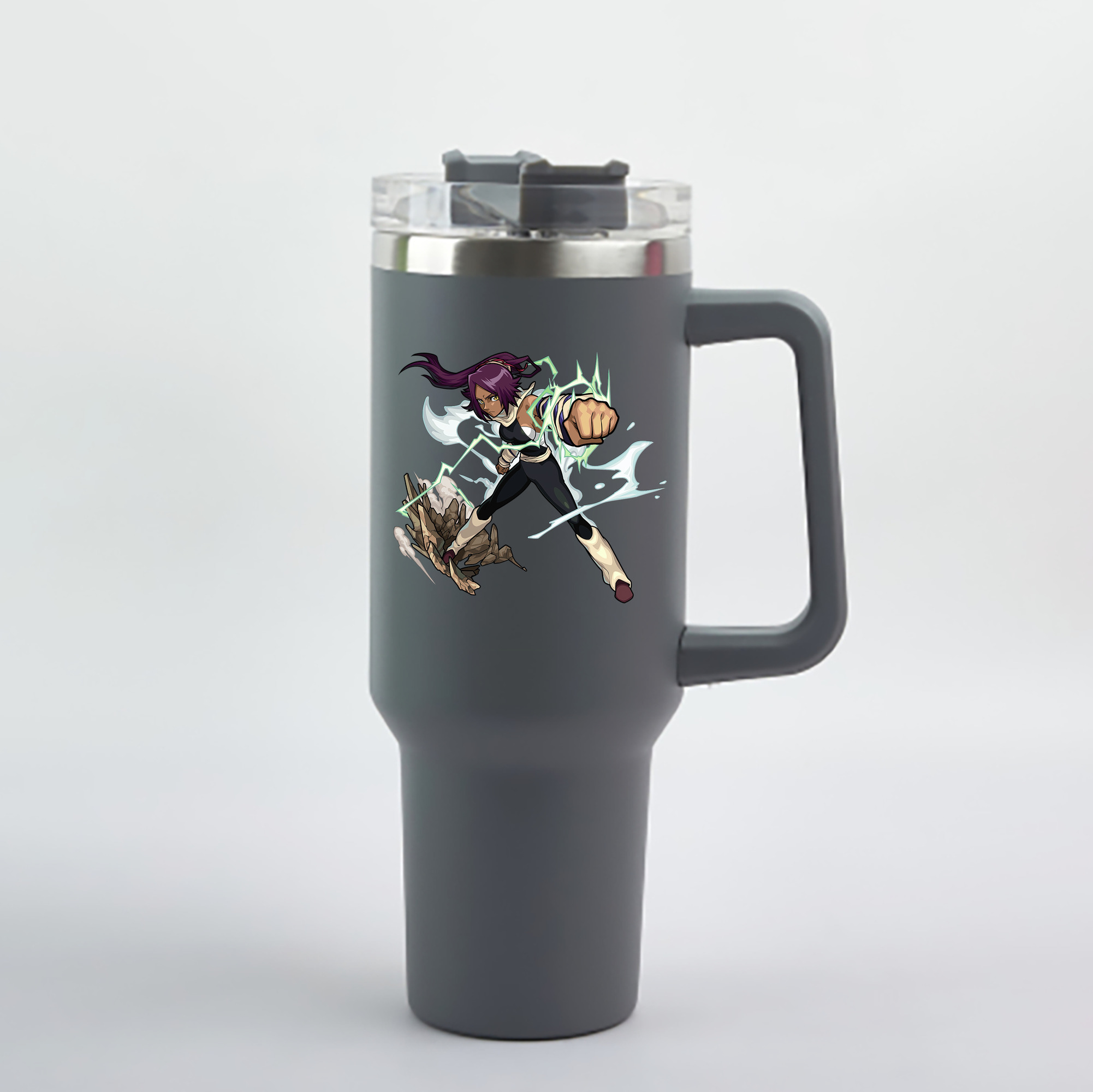 （画像用） ブリーチ 四楓院 夜一（しほういん よるいち） BLEACH Shihouin Yoruichi 1200mL車用タンブラー - クリスタルステッカー（プラスチックストロー付き）