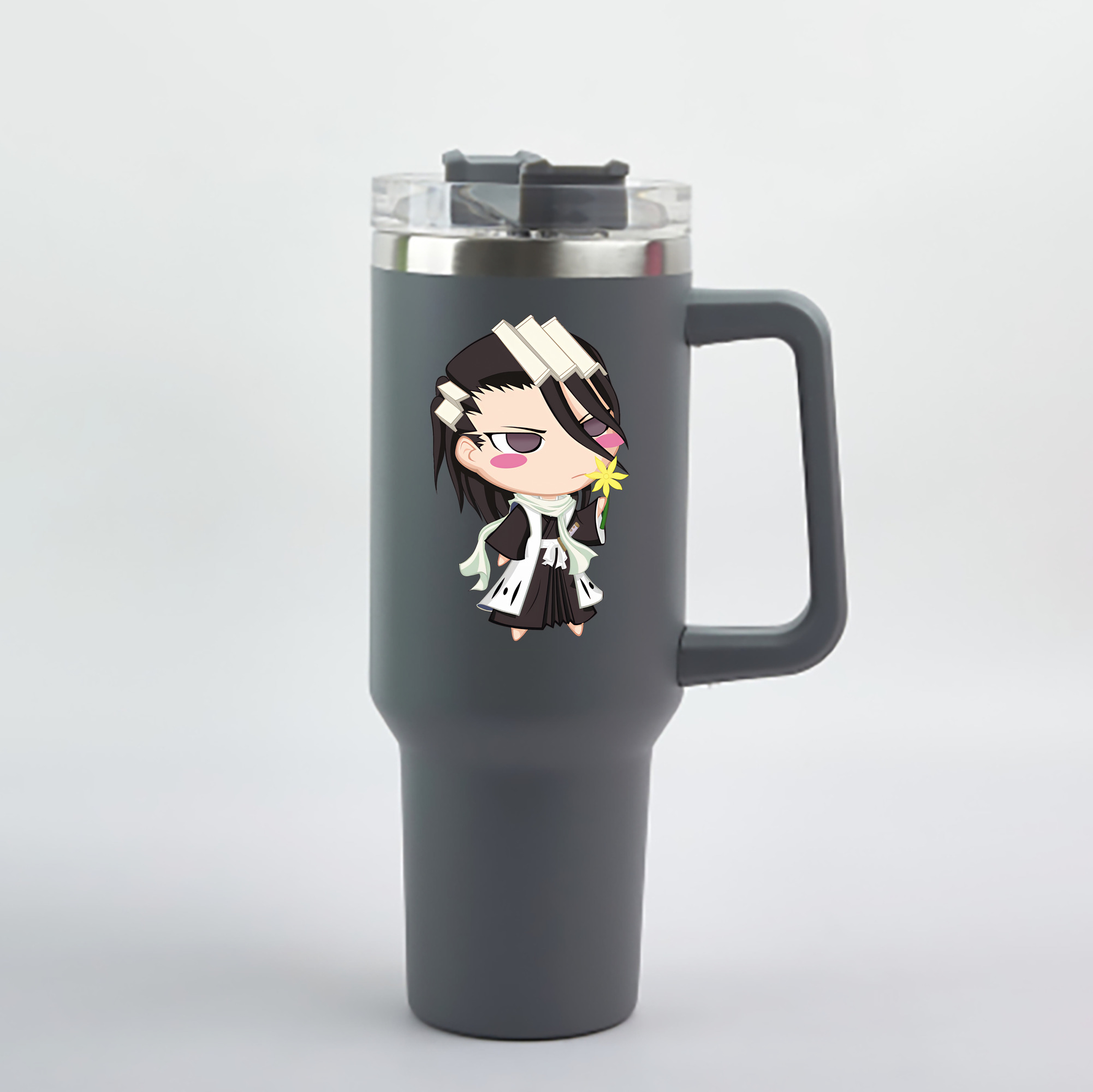 （画像用） ブリーチ くちき びゃくや BLEACH Kuchiki Byakuya 1200mL車用タンブラー - クリスタルステッカー（プラスチックストロー付き）