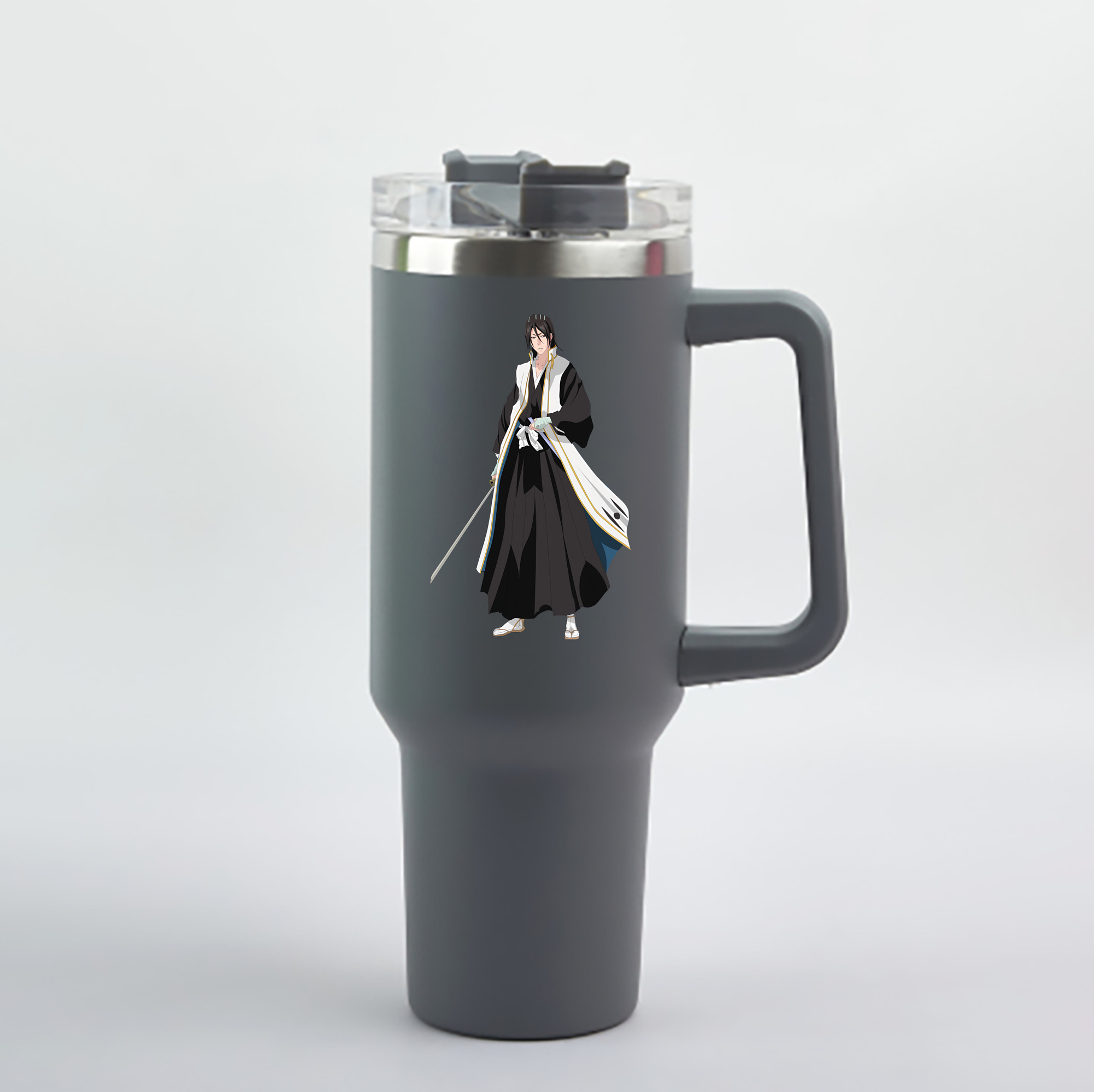 （画像用） ブリーチ くちき びゃくや BLEACH Kuchiki Byakuya 1200mL車用タンブラー - クリスタルステッカー（プラスチックストロー付き）