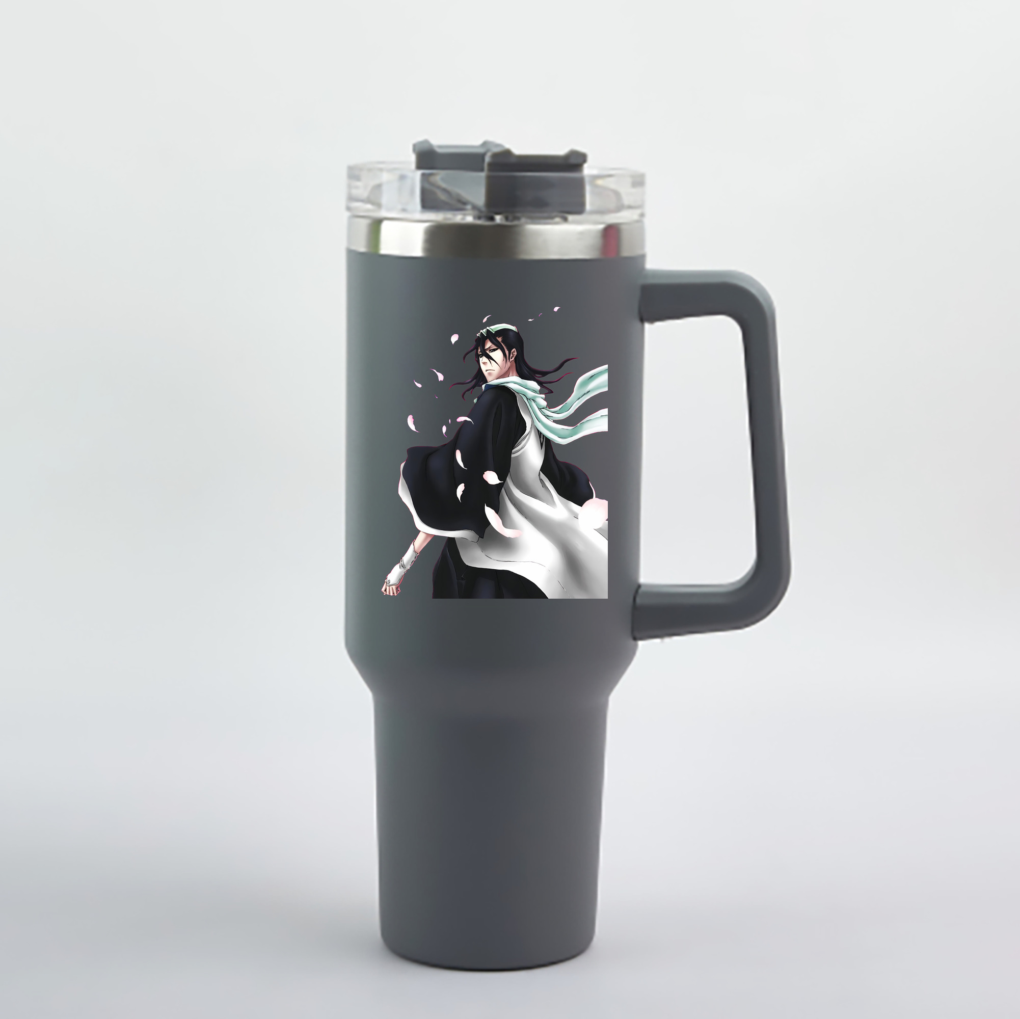 （画像用） ブリーチ くちき びゃくや BLEACH Kuchiki Byakuya 1200mL車用タンブラー - クリスタルステッカー（プラスチックストロー付き）