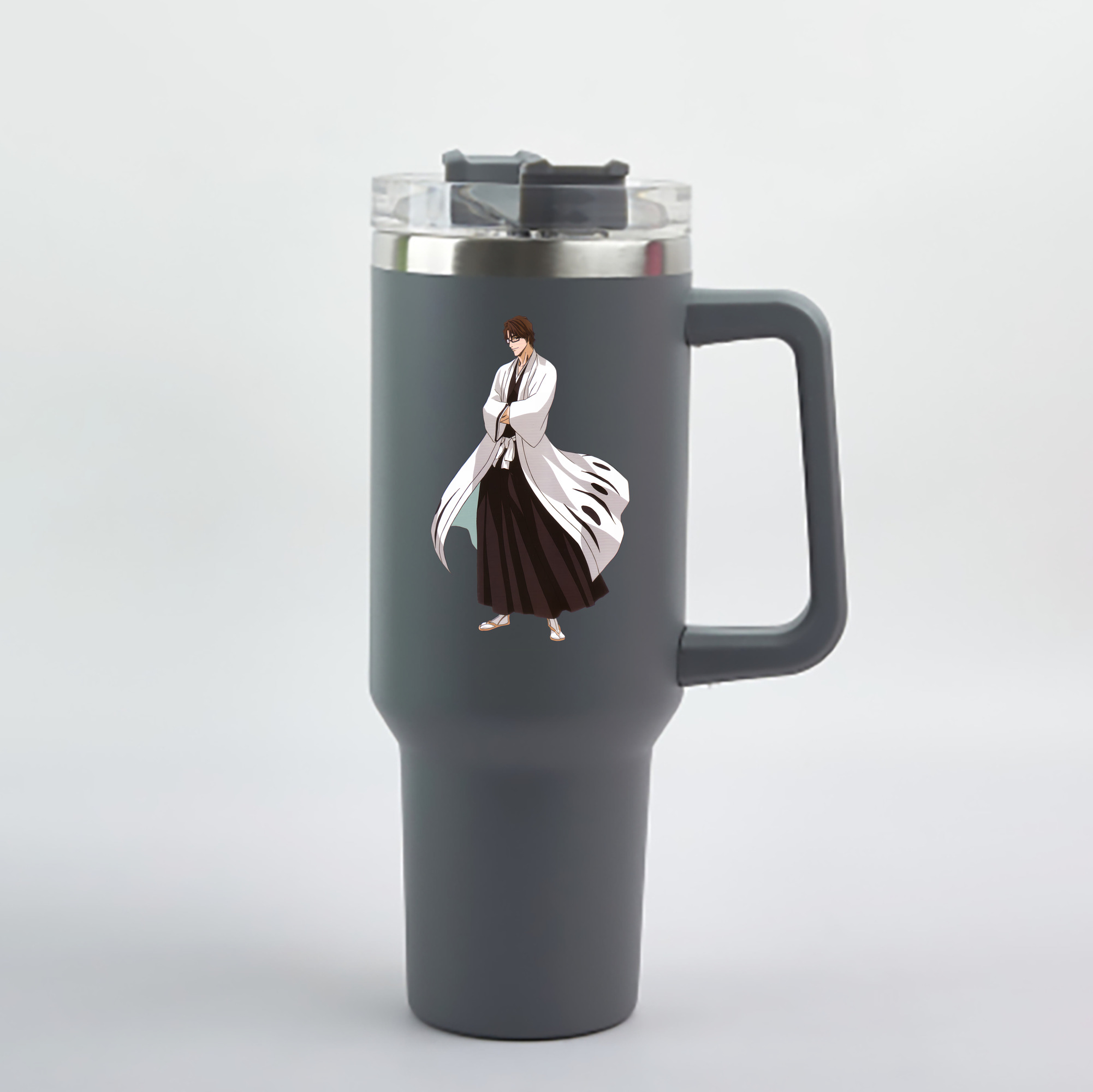 （画像用） ブリーチ 藍染 惣右介（あいぜん そうすけ） BLEACH Aizen Sousuke 1200mL車用タンブラー - クリスタルステッカー（プラスチックストロー付き）