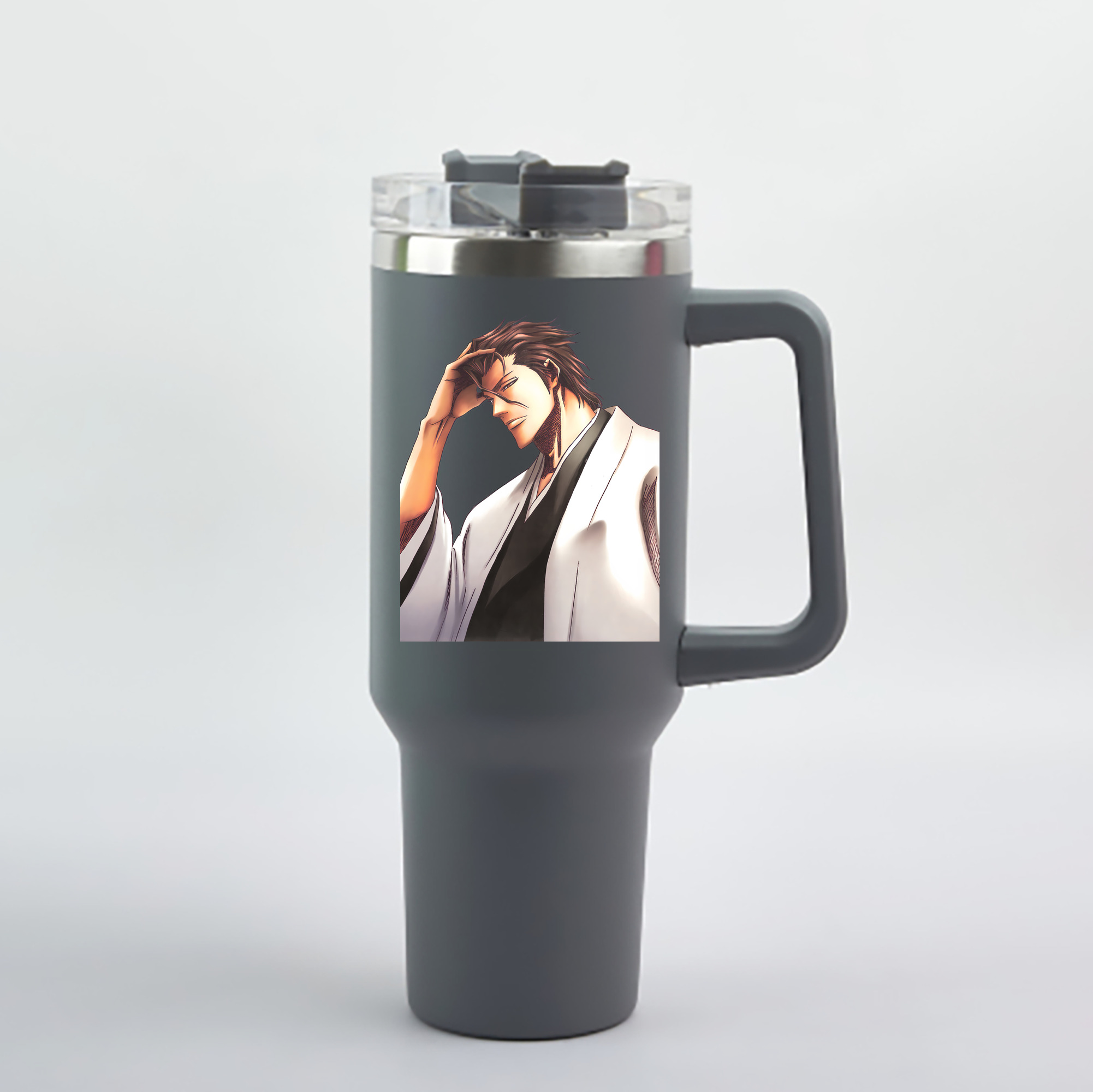 （画像用） ブリーチ 藍染 惣右介（あいぜん そうすけ） BLEACH Aizen Sousuke 1200mL車用タンブラー - クリスタルステッカー（プラスチックストロー付き）