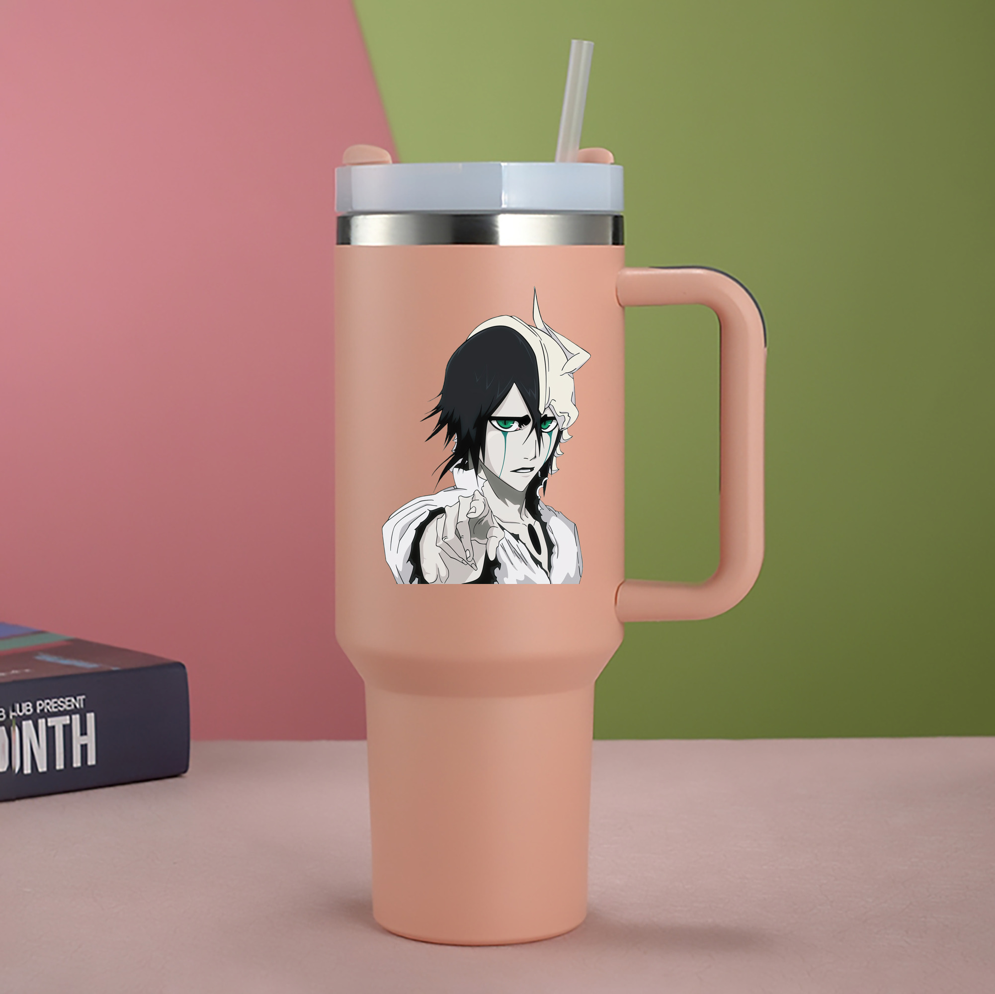 （画像用） ブリーチ ウルキオラ·シファー BLEACH Ulquiorra cifer 1200mL車用タンブラー - クリスタルステッカー（プラスチックストロー付き）