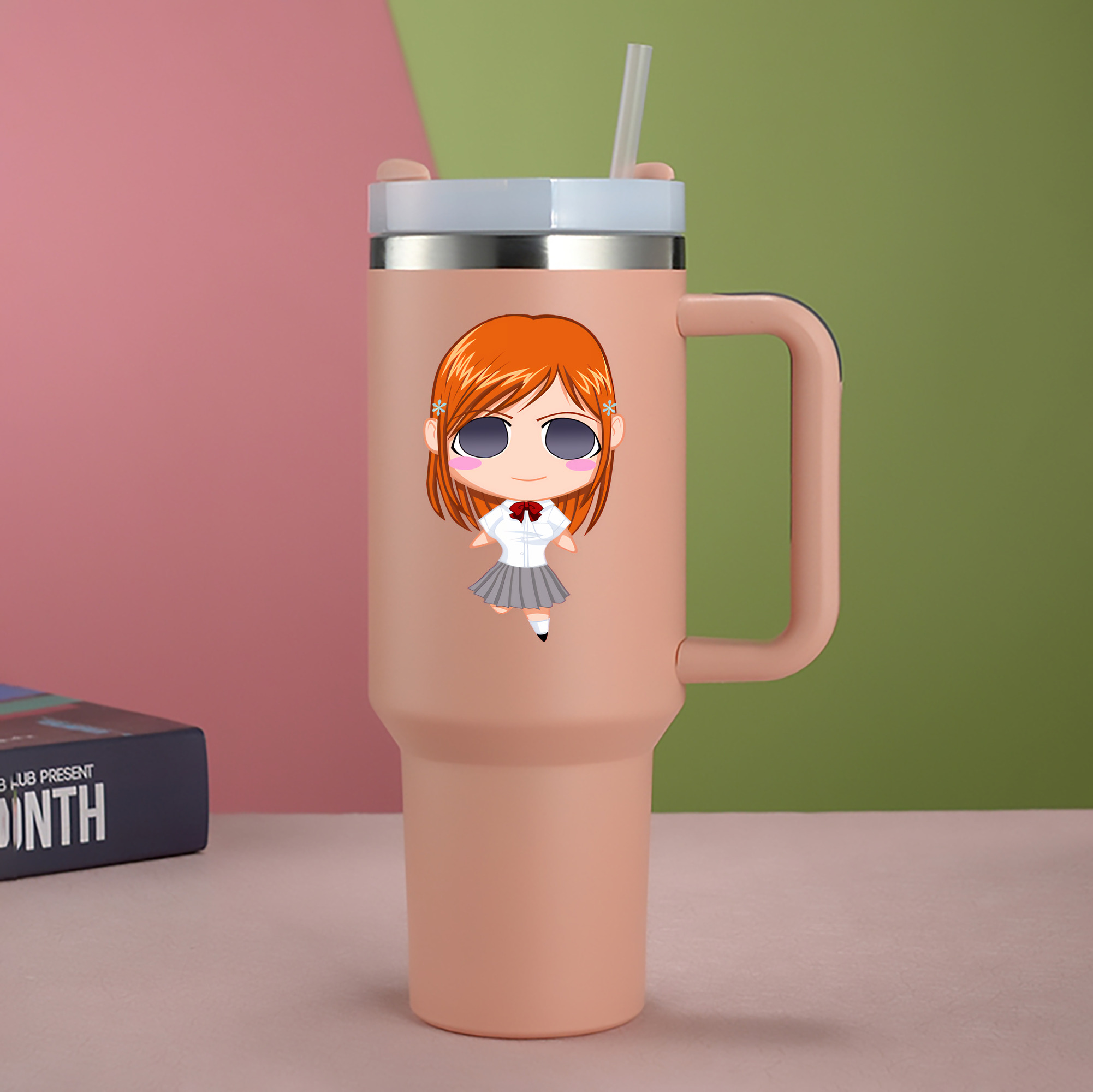 （画像用） ブリーチ 井上織姫（いのうえおりひめ） BLEACH Inoue Orihime 1200mL車用タンブラー - クリスタルステッカー（プラスチックストロー付き）