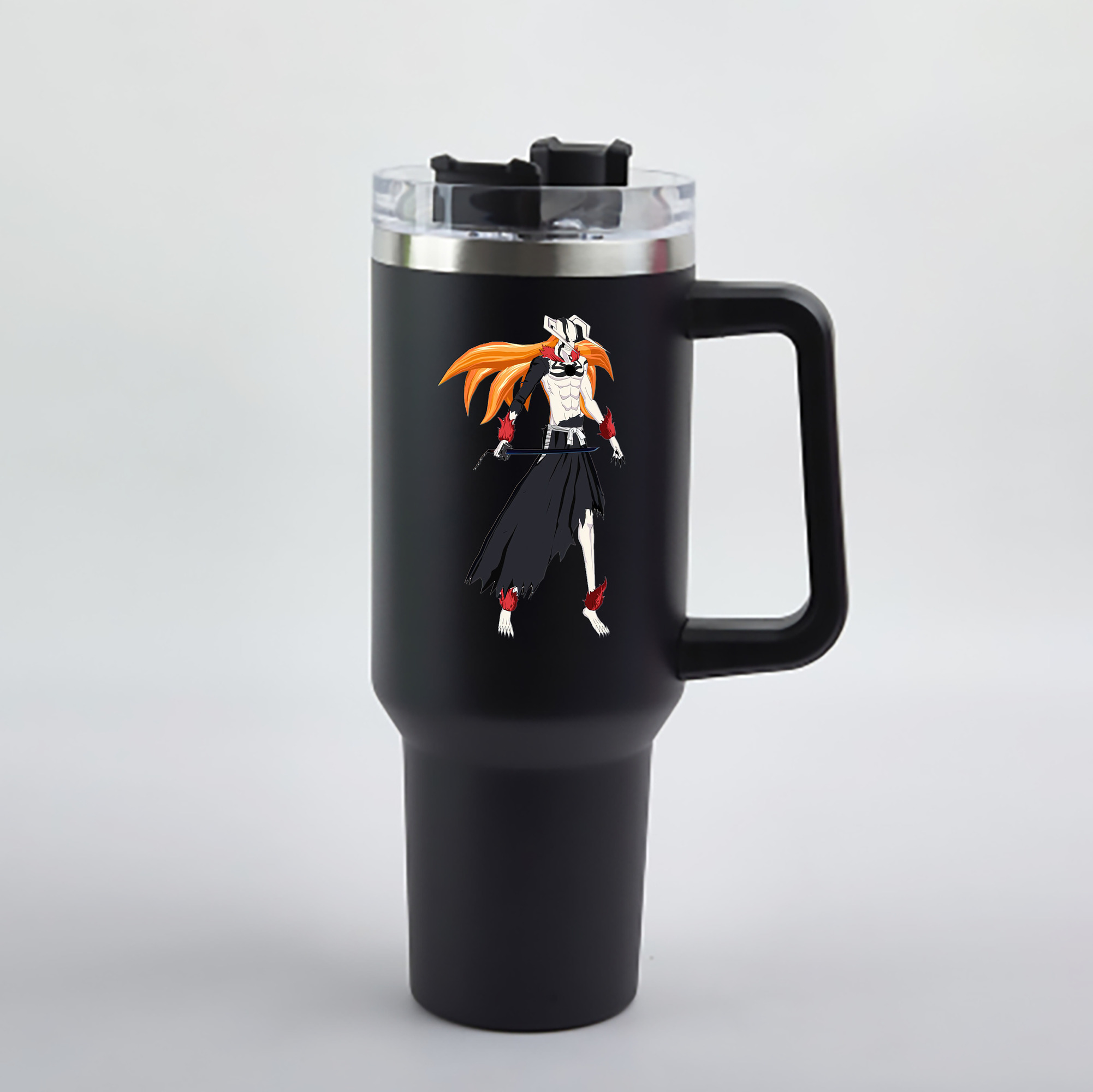 （画像用） ブリーチ 黒崎一護（くろさき いちご）BLEACH Kurosaki Ichigo 1200mL車用タンブラー - クリスタルステッカー（プラスチックストロー付き）