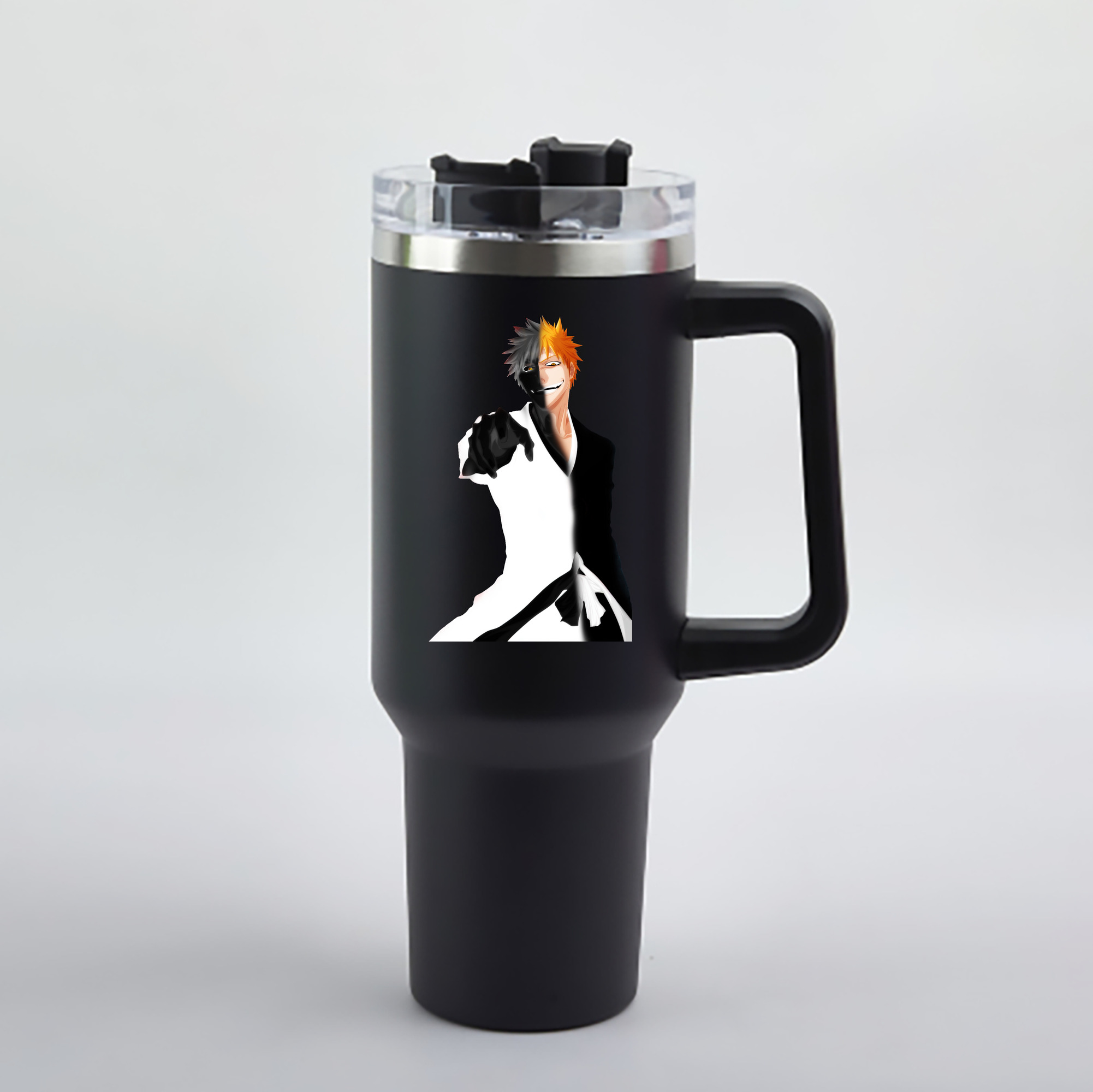 （画像用） ブリーチ 黒崎一護（くろさき いちご）BLEACH Kurosaki Ichigo 1200mL車用タンブラー - クリスタルステッカー（プラスチックストロー付き）