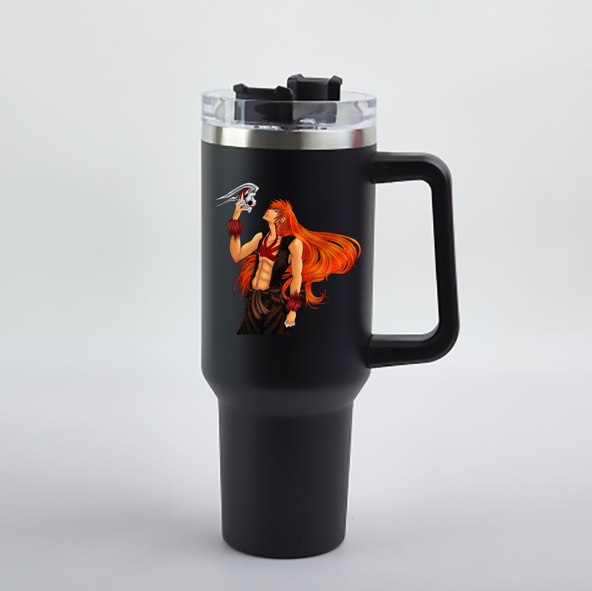 （画像用） ブリーチ 黒崎一護（くろさき いちご）BLEACH Kurosaki Ichigo 1200mL車用タンブラー - クリスタルステッカー（プラスチックストロー付き）