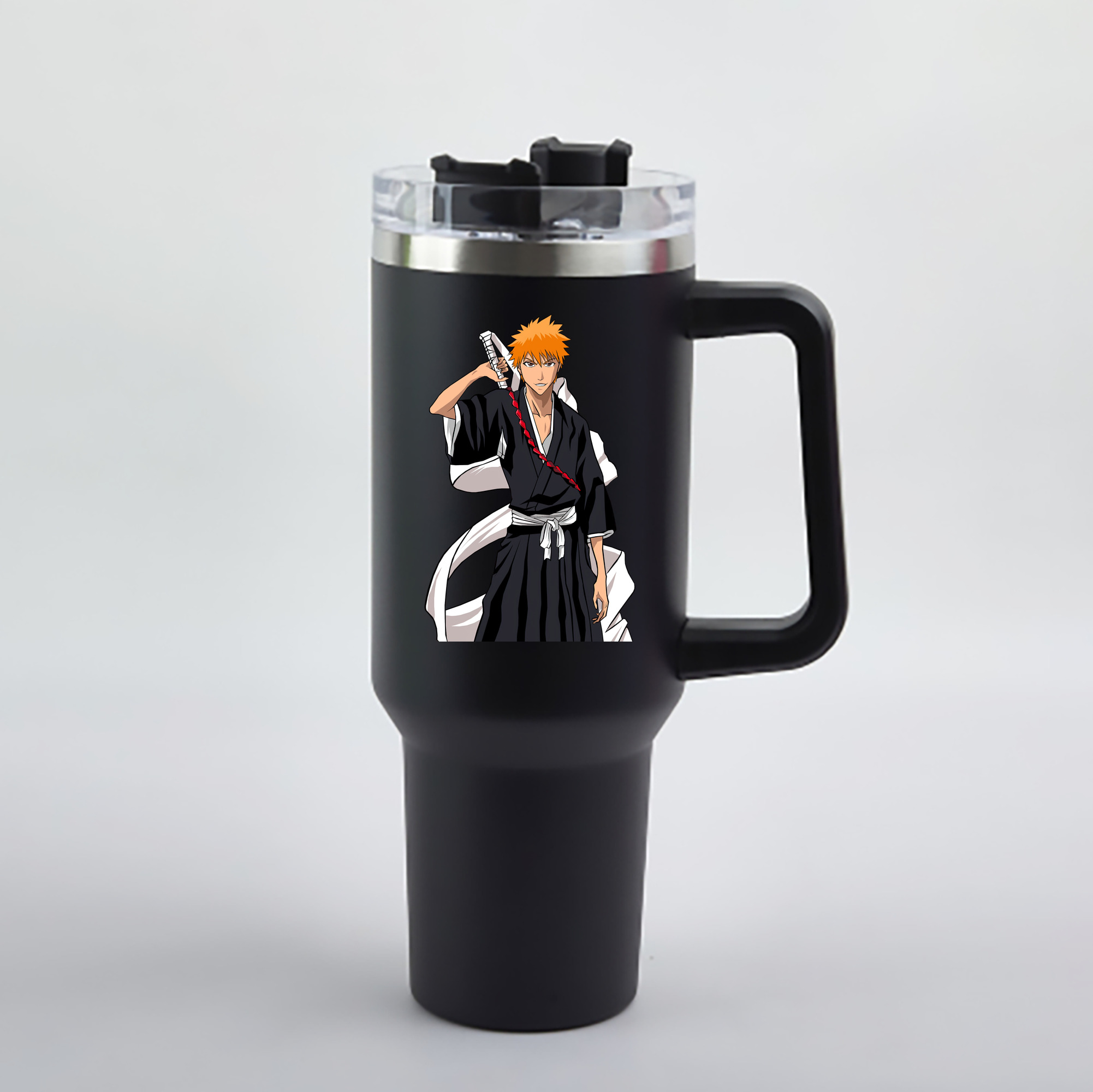 （画像用） ブリーチ 黒崎一護（くろさき いちご）BLEACH Kurosaki Ichigo 1200mL車用タンブラー - クリスタルステッカー（プラスチックストロー付き）