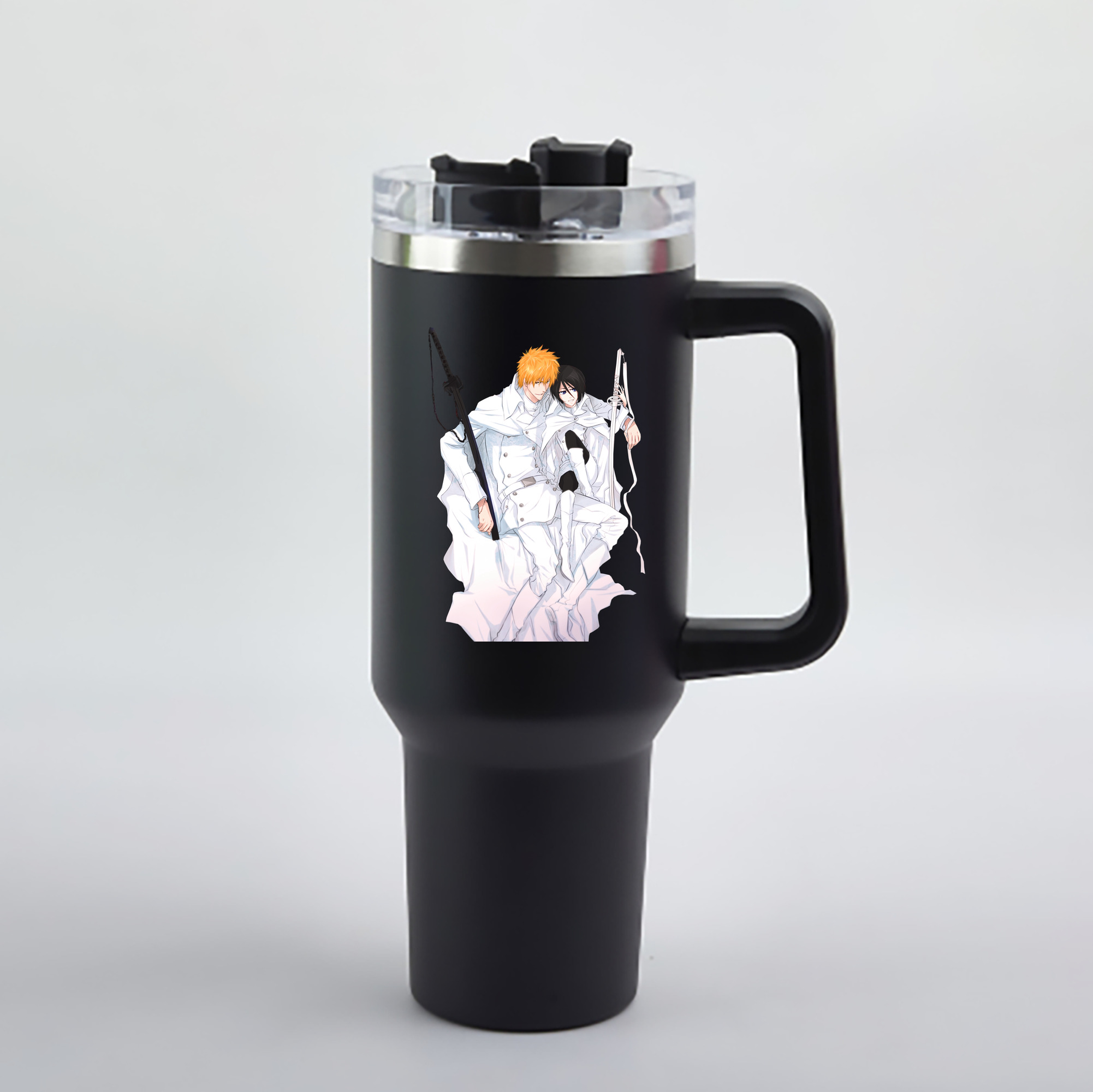 （画像用） ブリーチ 黒崎一護（くろさき いちご）BLEACH Kurosaki Ichigo 1200mL車用タンブラー - クリスタルステッカー（プラスチックストロー付き）