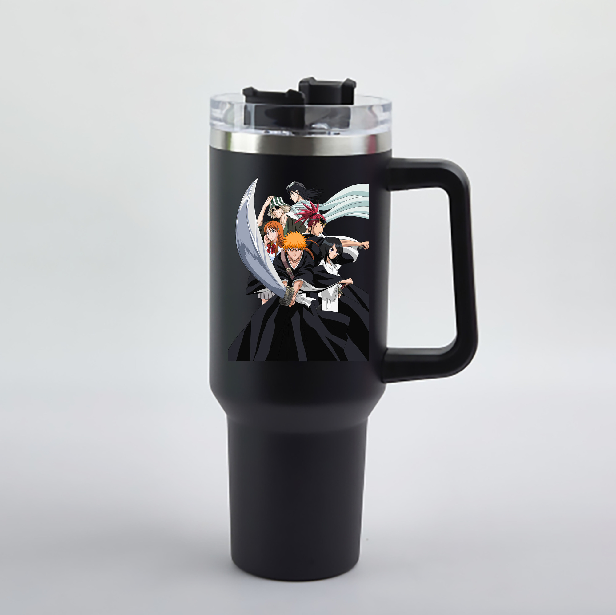 （画像用） ブリーチ 黒崎一護（くろさき いちご）BLEACH Kurosaki Ichigo 1200mL車用タンブラー - クリスタルステッカー（プラスチックストロー付き）