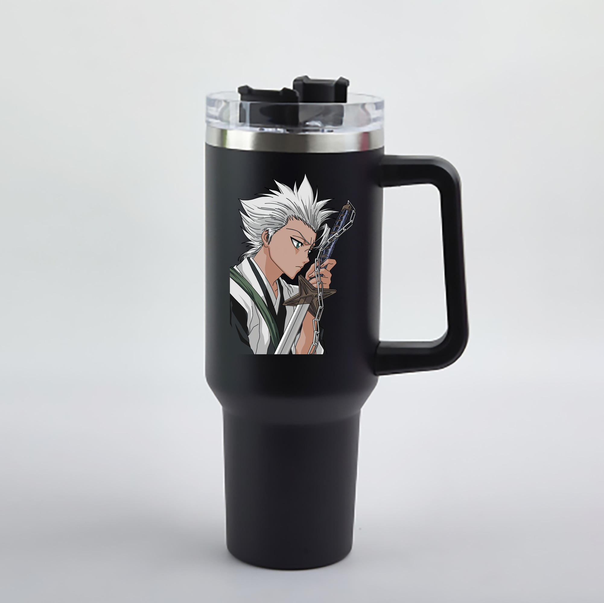 （画像用） ブリーチ 日番谷冬獅郎（ひつがや とうしろう） BLEACH Hitsugaya Toushirou 1200mL車用タンブラー - クリスタルステッカー（プラスチックストロー付き）