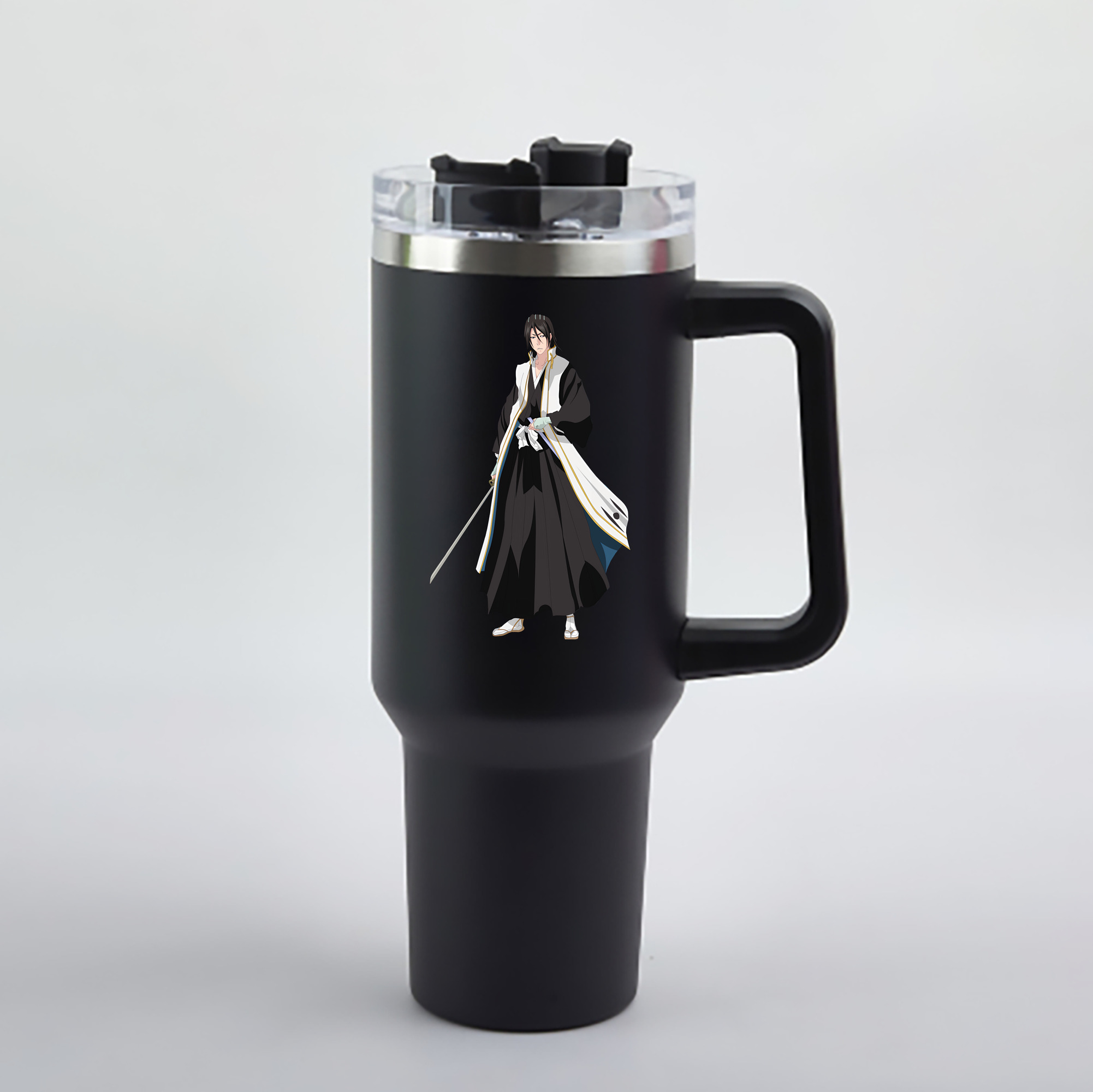 （画像用） ブリーチ くちき びゃくや BLEACH Kuchiki Byakuya 1200mL車用タンブラー - クリスタルステッカー（プラスチックストロー付き）