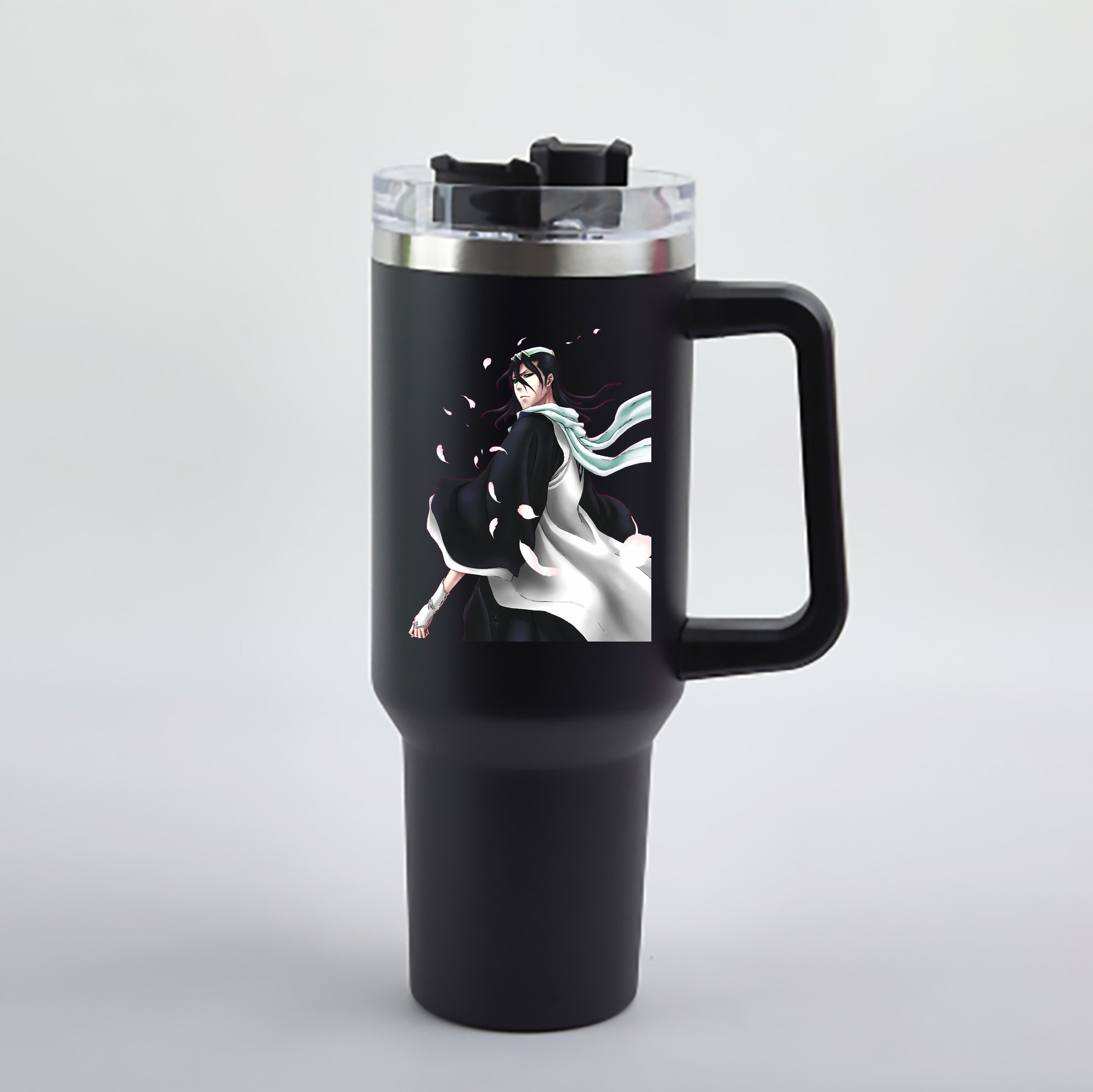 （画像用） ブリーチ くちき びゃくや BLEACH Kuchiki Byakuya 1200mL車用タンブラー - クリスタルステッカー（プラスチックストロー付き）