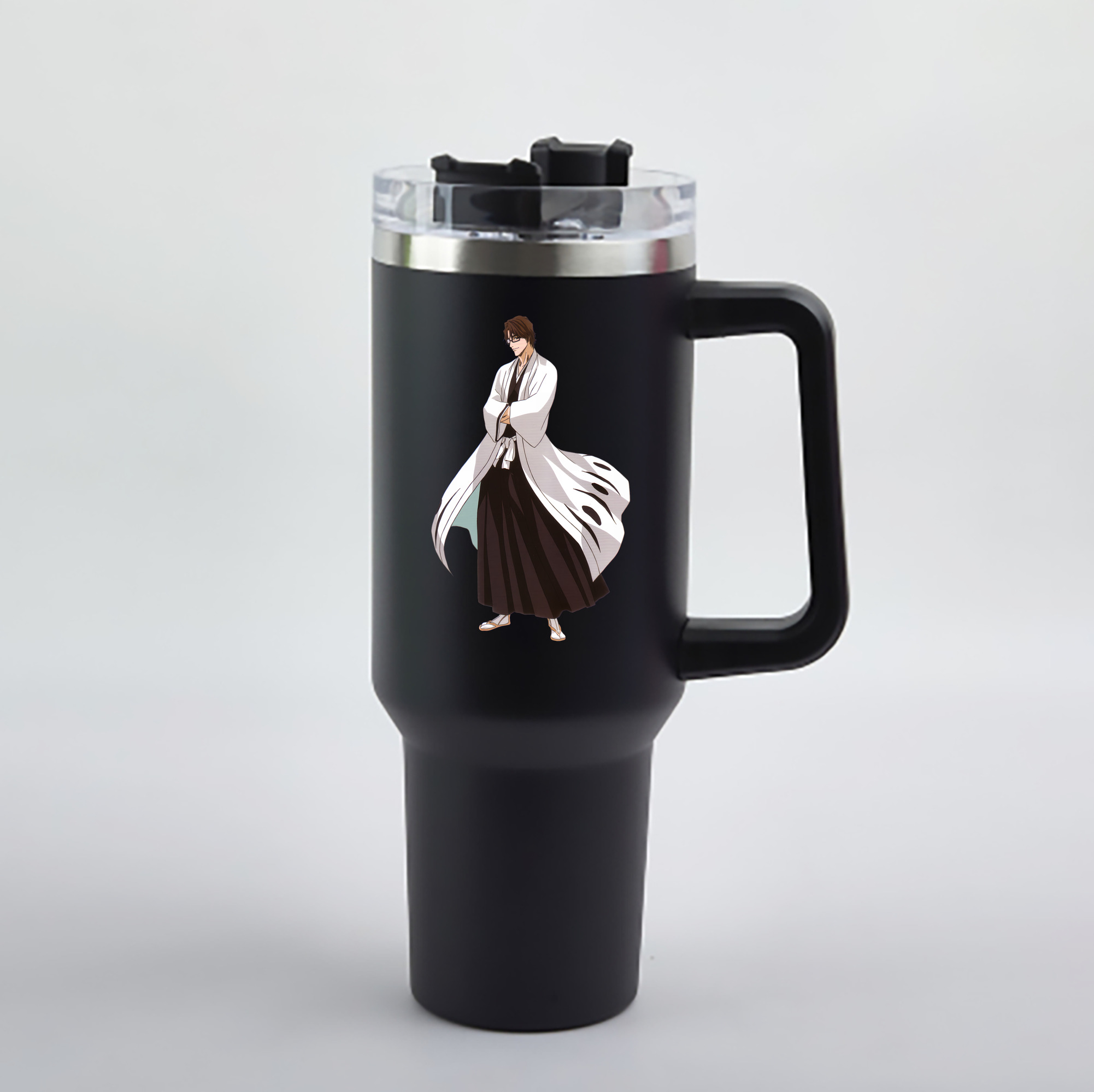 （画像用） ブリーチ 藍染 惣右介（あいぜん そうすけ） BLEACH Aizen Sousuke 1200mL車用タンブラー - クリスタルステッカー（プラスチックストロー付き）