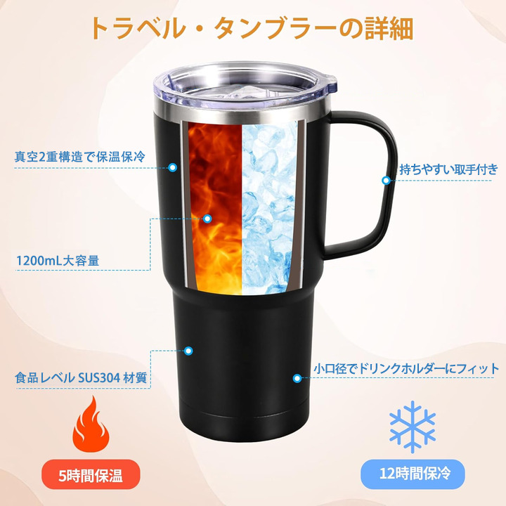 ブリーチ 黒崎一護（くろさき いちご）BLEACH Kurosaki Ichigo 1200mL車用タンブラー - クリスタルステッカー（プラスチックストロー付き）