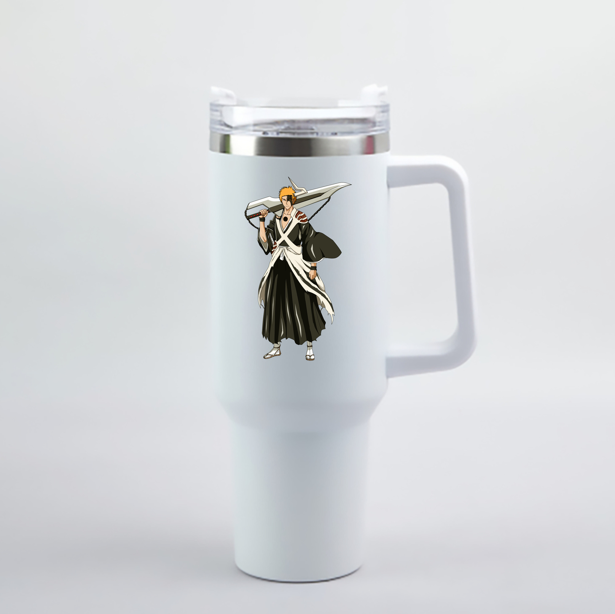 （画像用） ブリーチ 黒崎一護（くろさき いちご）BLEACH Kurosaki Ichigo 1200mL車用タンブラー - クリスタルステッカー（プラスチックストロー付き）