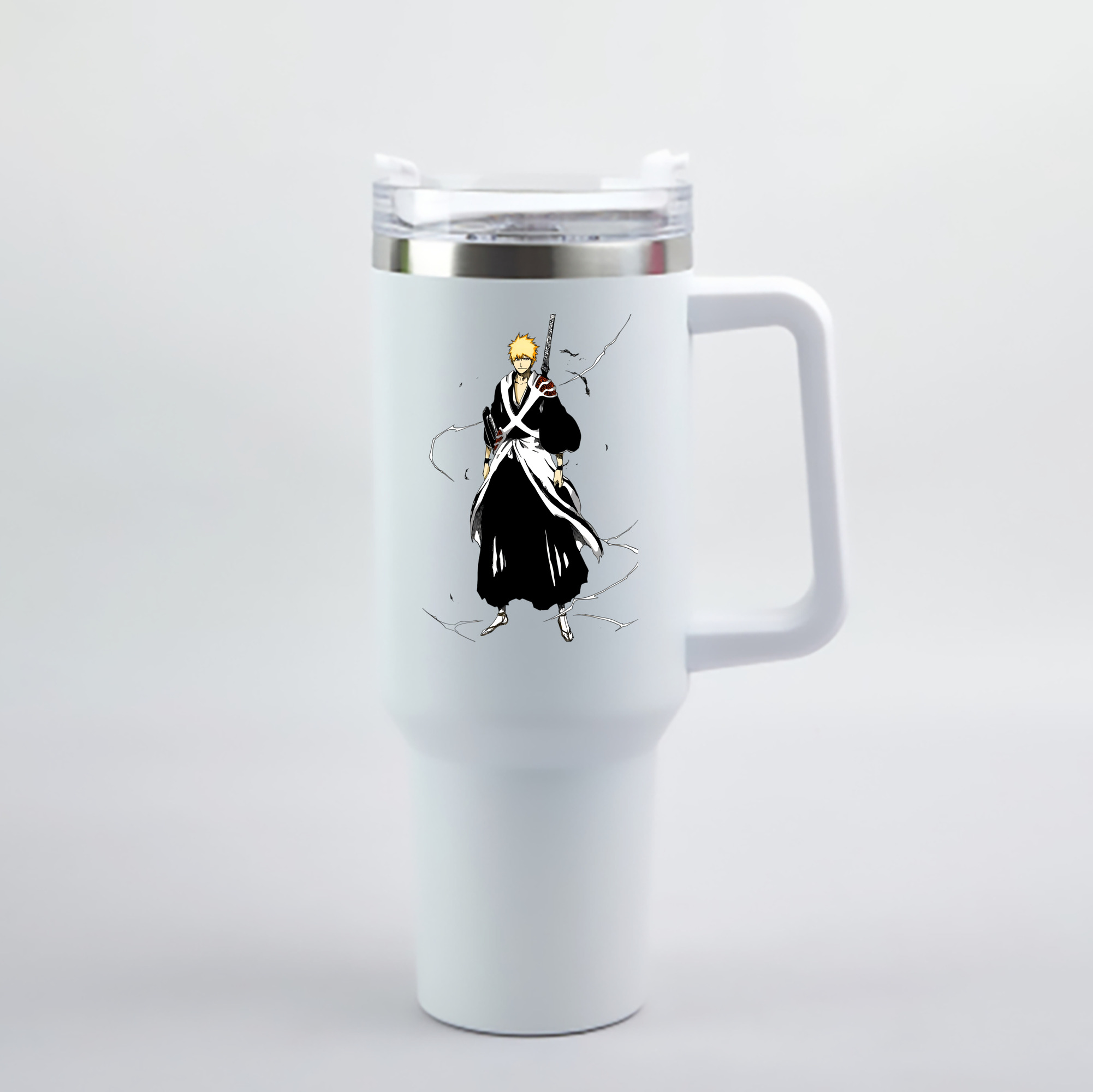 （画像用） ブリーチ 黒崎一護（くろさき いちご）BLEACH Kurosaki Ichigo 1200mL車用タンブラー - クリスタルステッカー（プラスチックストロー付き）