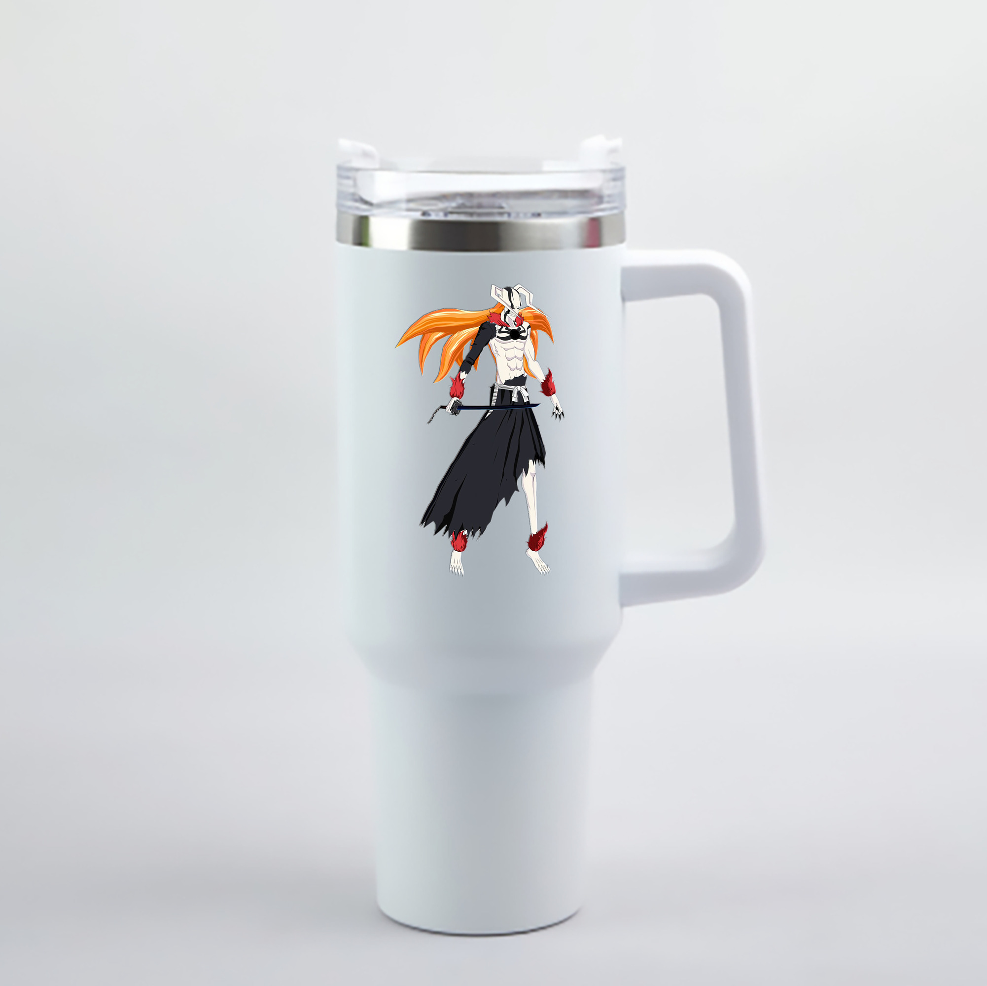 （画像用） ブリーチ 黒崎一護（くろさき いちご）BLEACH Kurosaki Ichigo 1200mL車用タンブラー - クリスタルステッカー（プラスチックストロー付き）