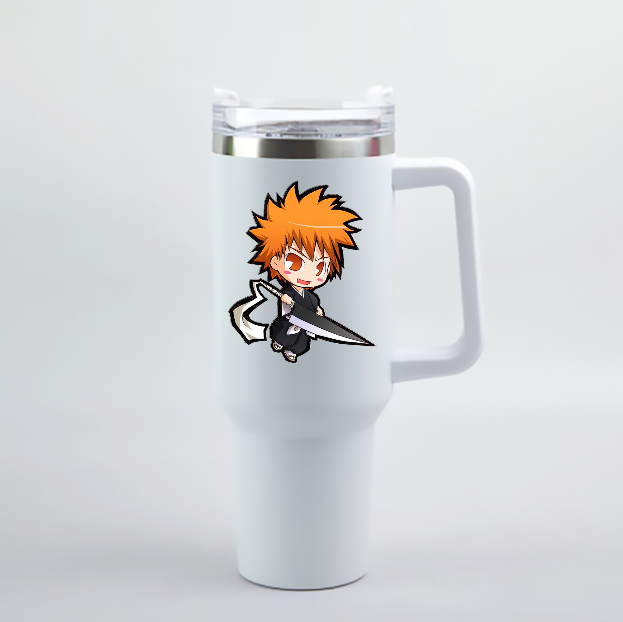 （画像用） ブリーチ 黒崎一護（くろさき いちご）BLEACH Kurosaki Ichigo 1200mL車用タンブラー - クリスタルステッカー（プラスチックストロー付き）