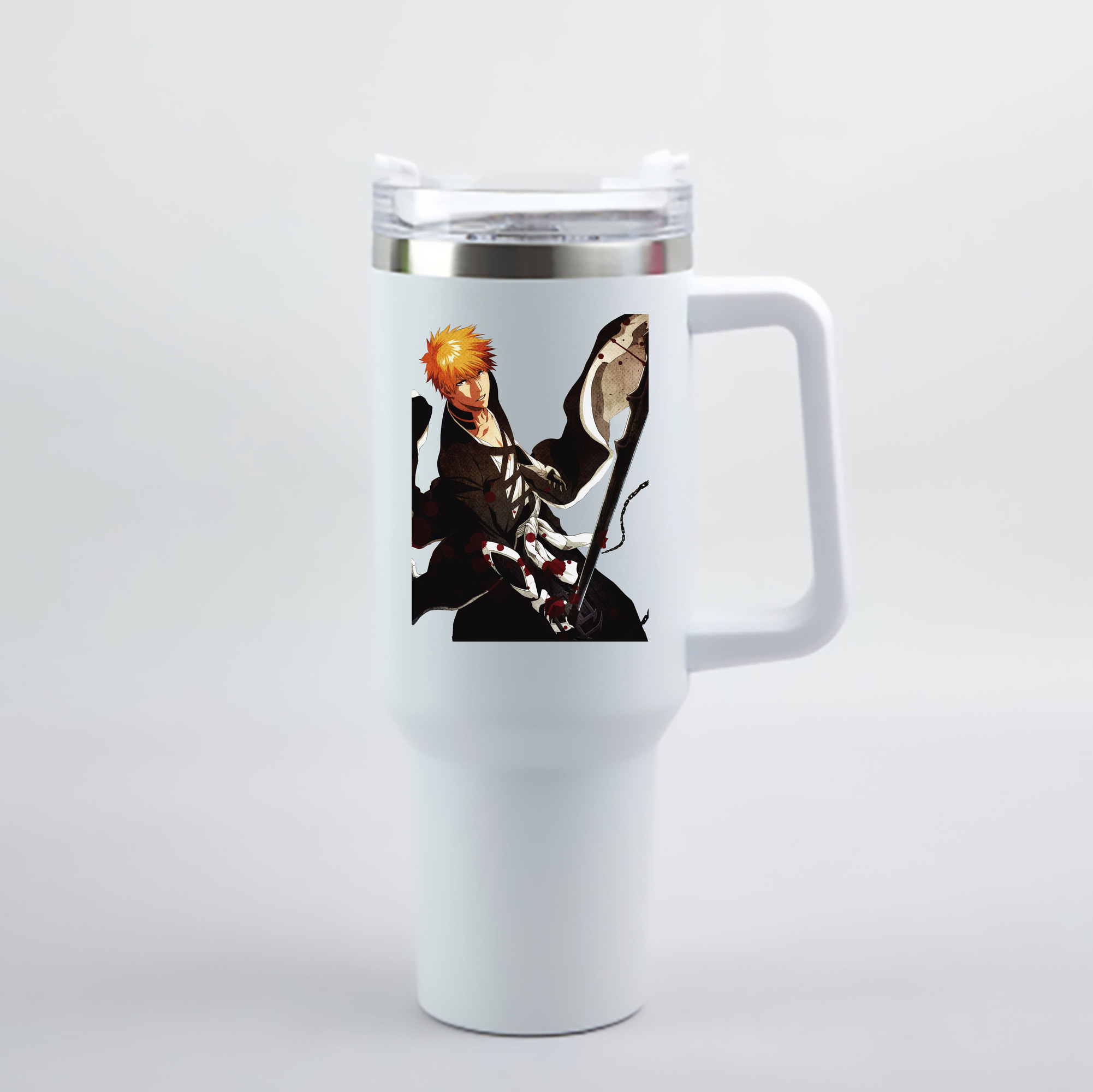 （画像用） ブリーチ 黒崎一護（くろさき いちご）BLEACH Kurosaki Ichigo 1200mL車用タンブラー - クリスタルステッカー（プラスチックストロー付き）