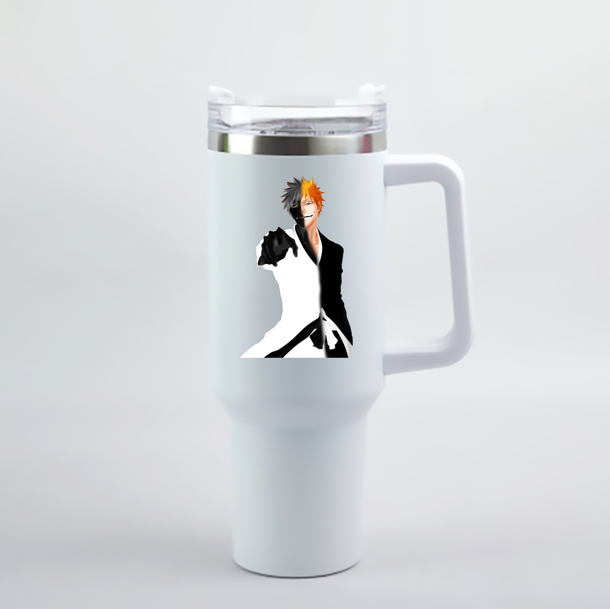 （画像用） ブリーチ 黒崎一護（くろさき いちご）BLEACH Kurosaki Ichigo 1200mL車用タンブラー - クリスタルステッカー（プラスチックストロー付き）