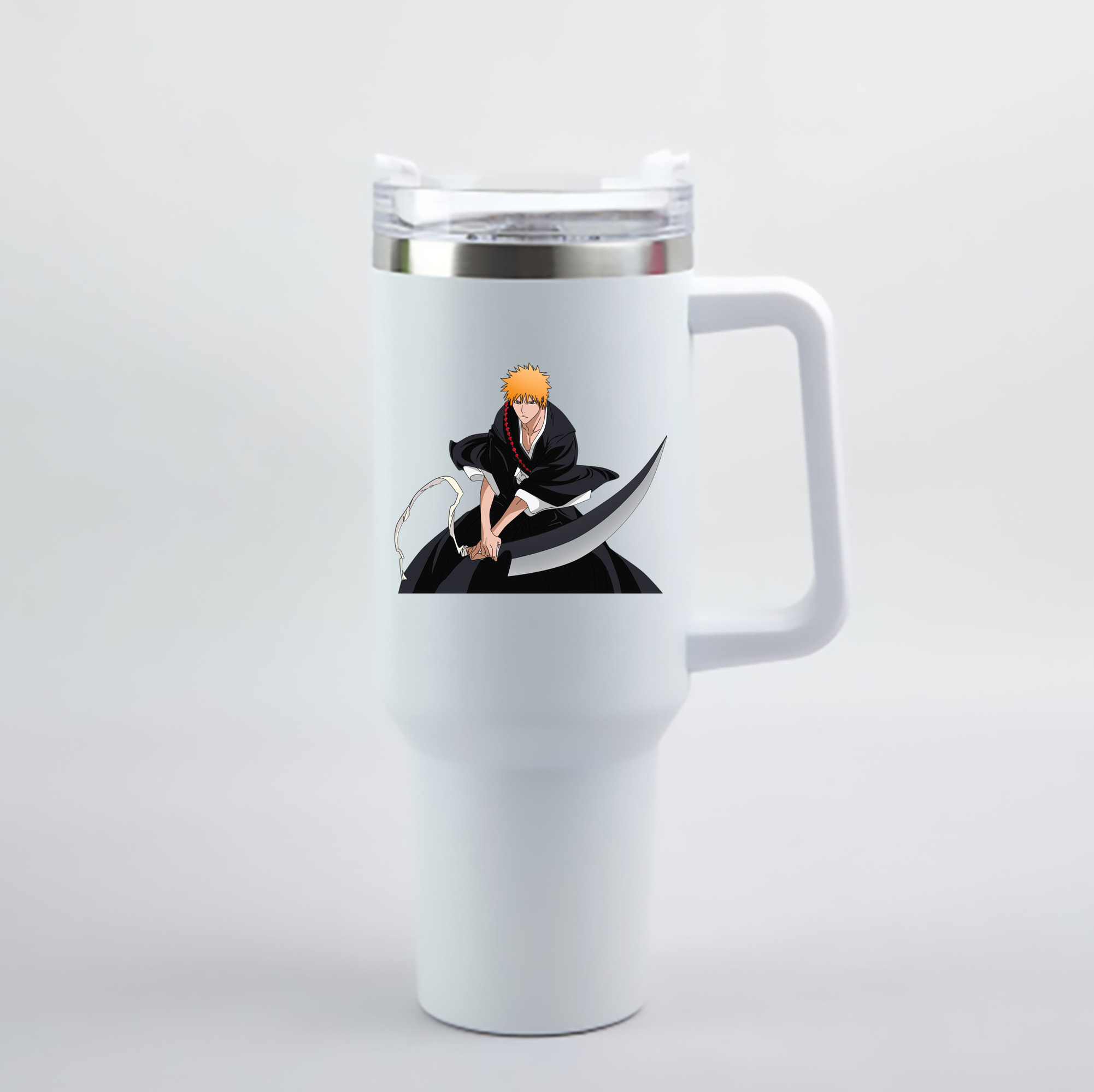 （画像用） ブリーチ 黒崎一護（くろさき いちご）BLEACH Kurosaki Ichigo 1200mL車用タンブラー - クリスタルステッカー（プラスチックストロー付き）