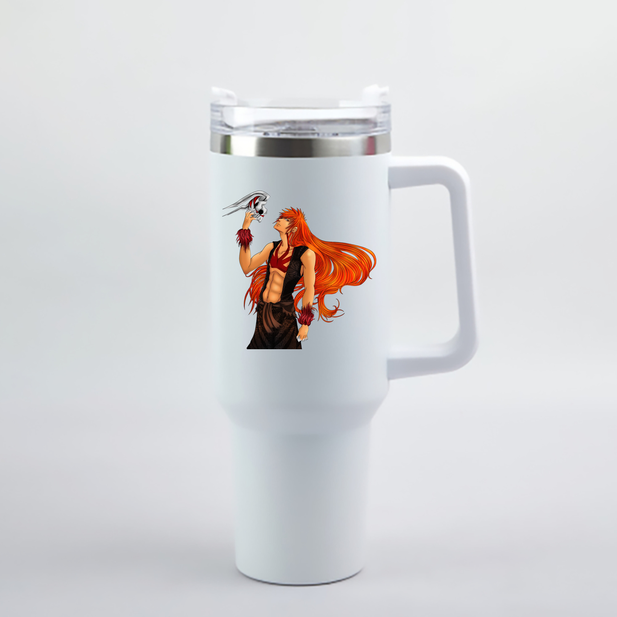 （画像用） ブリーチ 黒崎一護（くろさき いちご）BLEACH Kurosaki Ichigo 1200mL車用タンブラー - クリスタルステッカー（プラスチックストロー付き）
