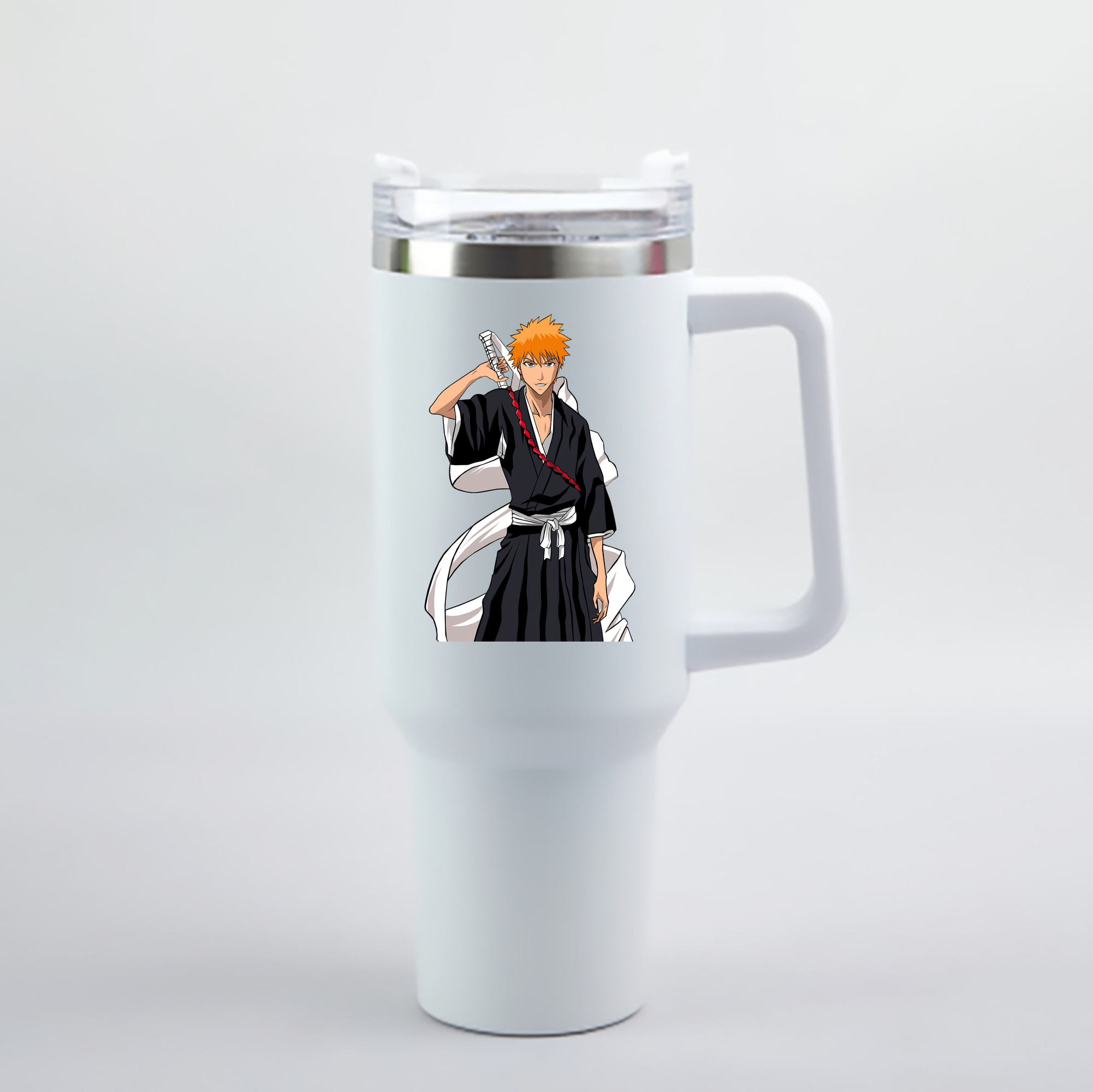 （画像用） ブリーチ 黒崎一護（くろさき いちご）BLEACH Kurosaki Ichigo 1200mL車用タンブラー - クリスタルステッカー（プラスチックストロー付き）