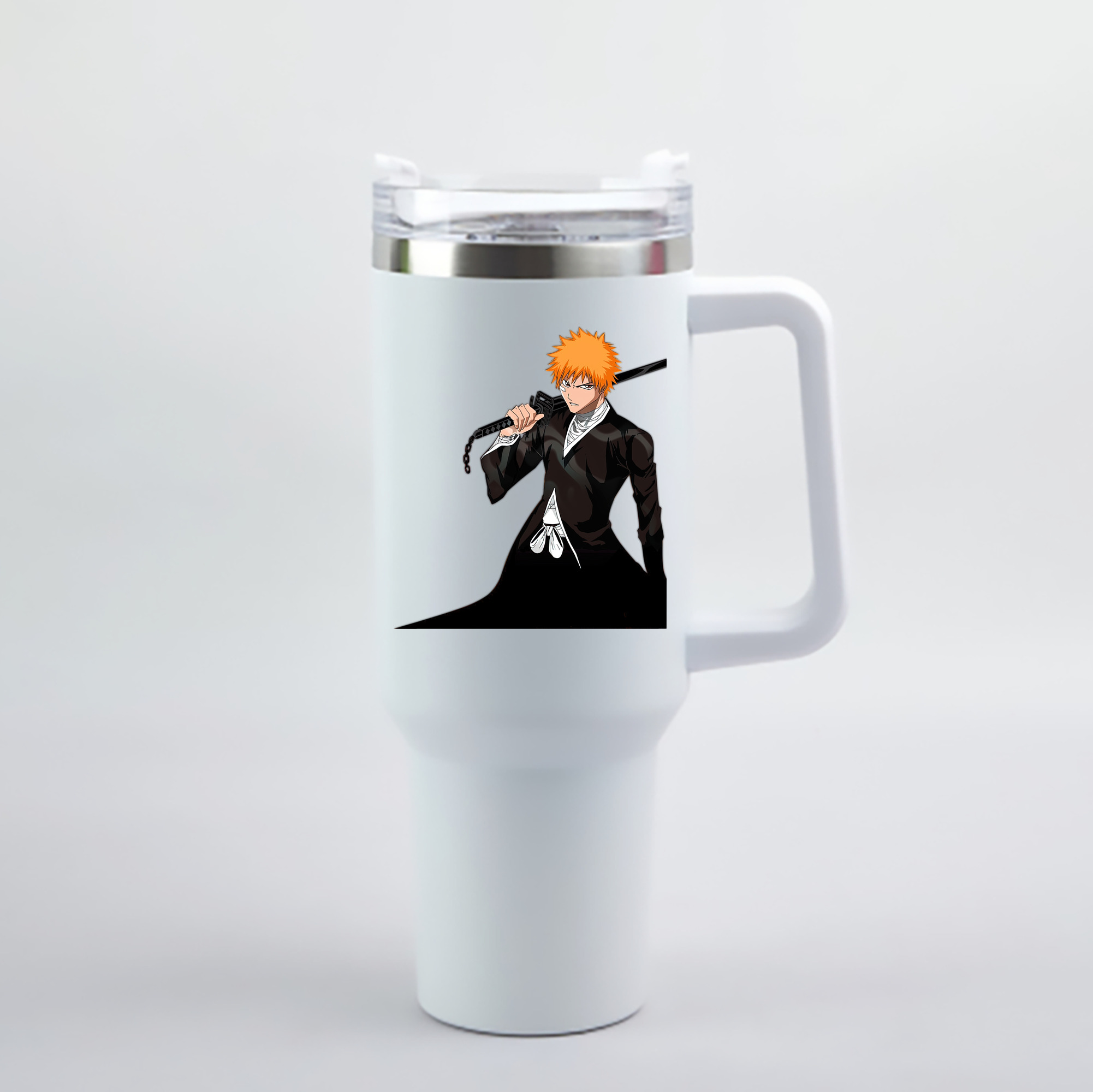 （画像用） ブリーチ 黒崎一護（くろさき いちご）BLEACH Kurosaki Ichigo 1200mL車用タンブラー - クリスタルステッカー（プラスチックストロー付き）