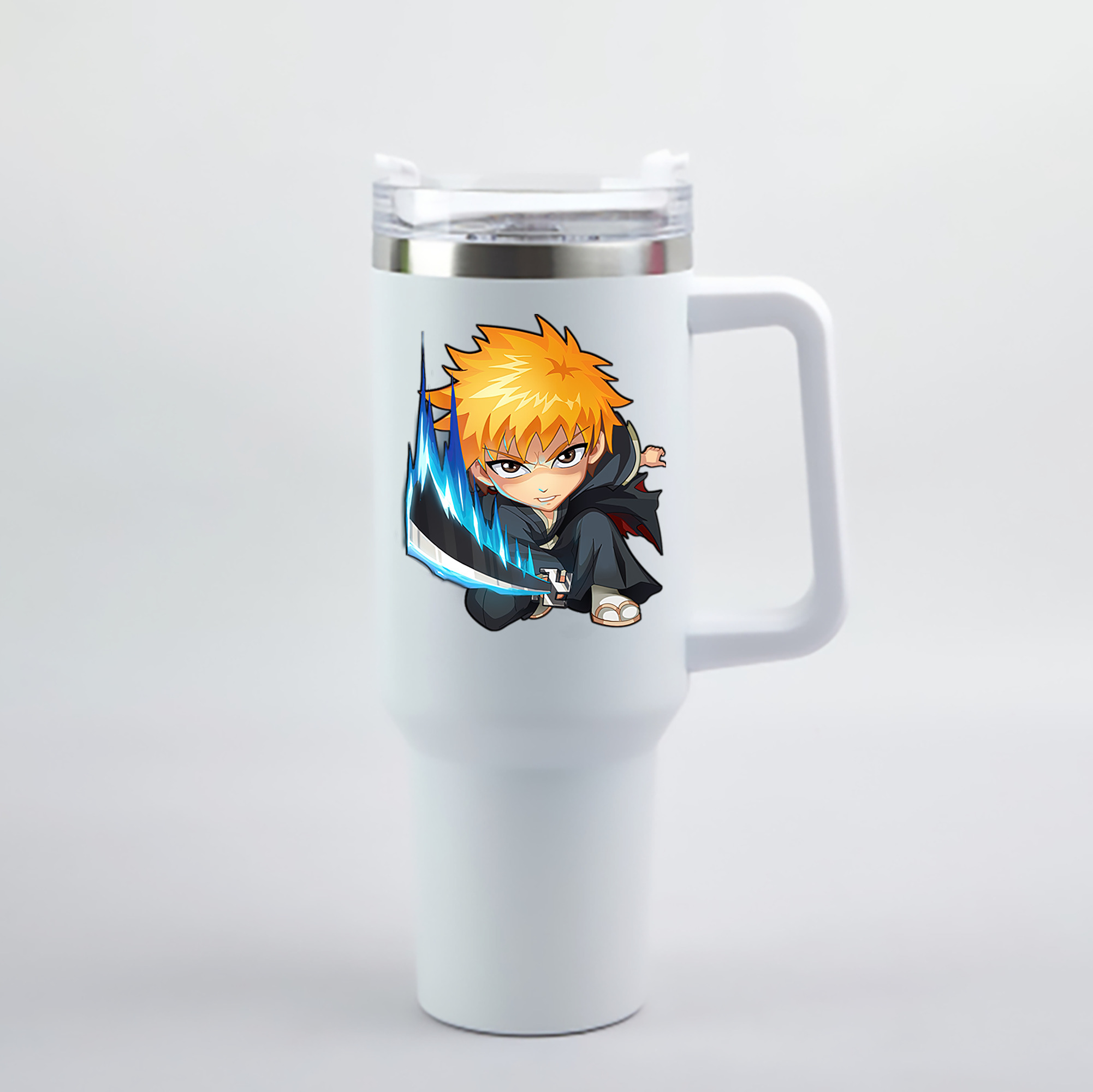 （画像用） ブリーチ 黒崎一護（くろさき いちご）BLEACH Kurosaki Ichigo 1200mL車用タンブラー - クリスタルステッカー（プラスチックストロー付き）