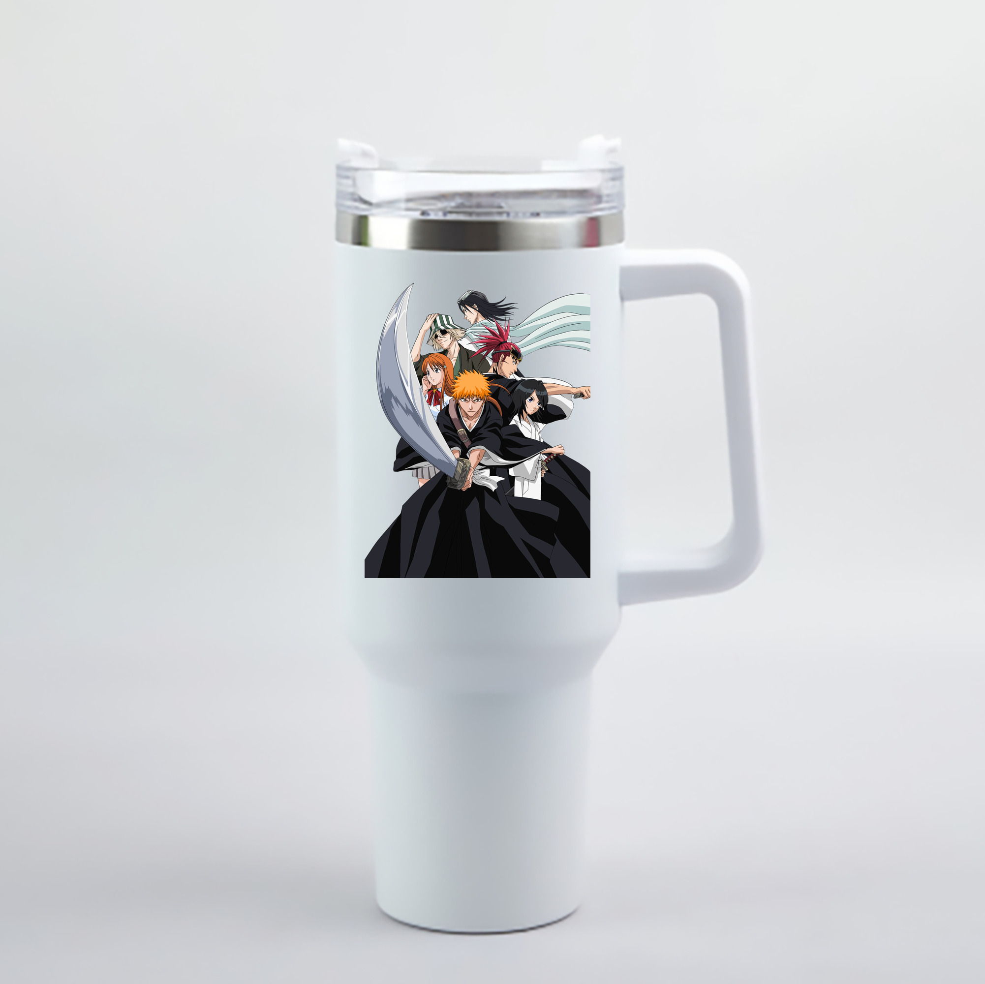 （画像用） ブリーチ 黒崎一護（くろさき いちご）BLEACH Kurosaki Ichigo 1200mL車用タンブラー - クリスタルステッカー（プラスチックストロー付き）