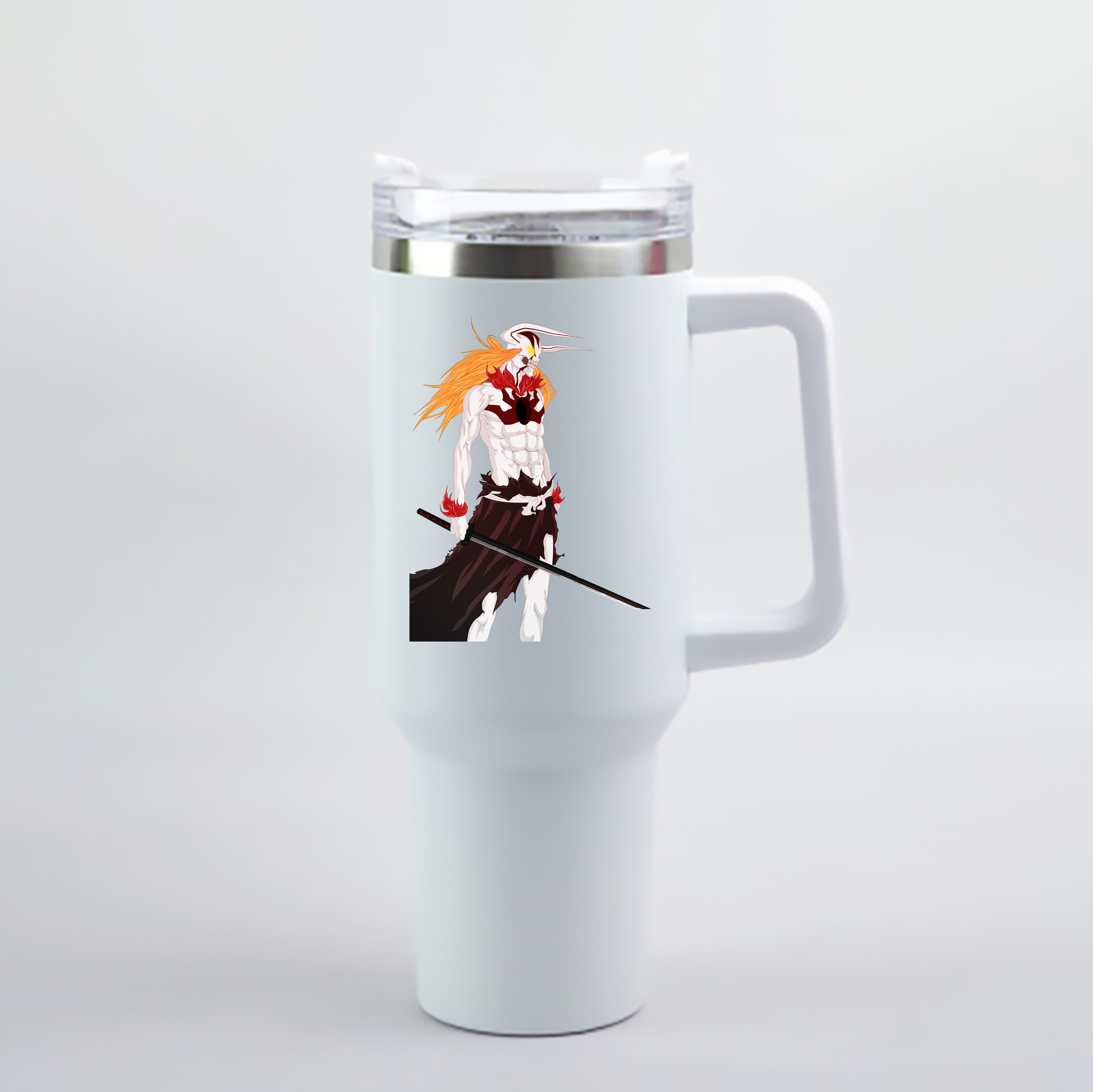 （画像用） ブリーチ 黒崎一護（くろさき いちご）BLEACH Kurosaki Ichigo 1200mL車用タンブラー - クリスタルステッカー（プラスチックストロー付き）