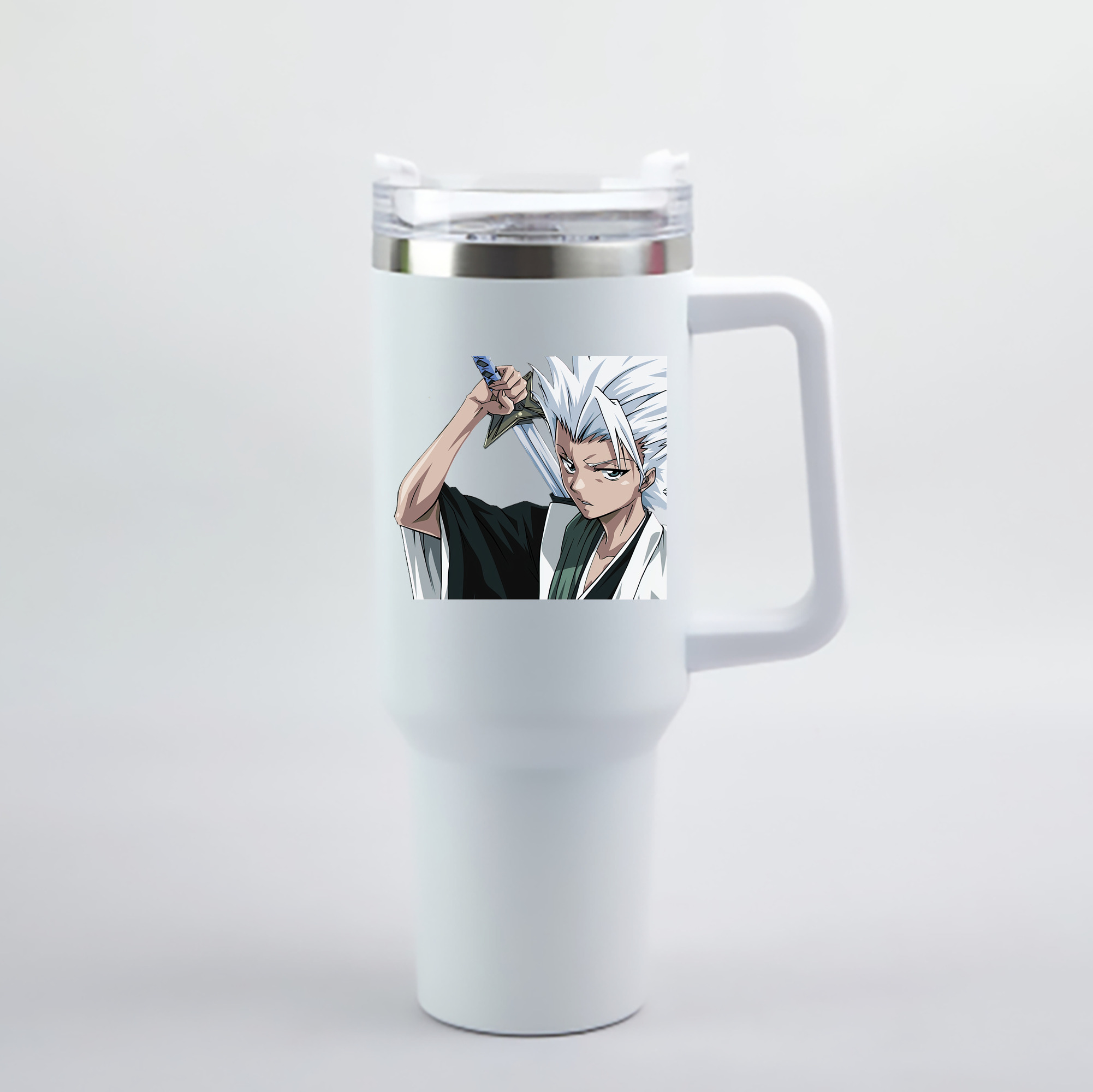 （画像用） ブリーチ 日番谷冬獅郎（ひつがや とうしろう） BLEACH Hitsugaya Toushirou 1200mL車用タンブラー - クリスタルステッカー（プラスチックストロー付き）