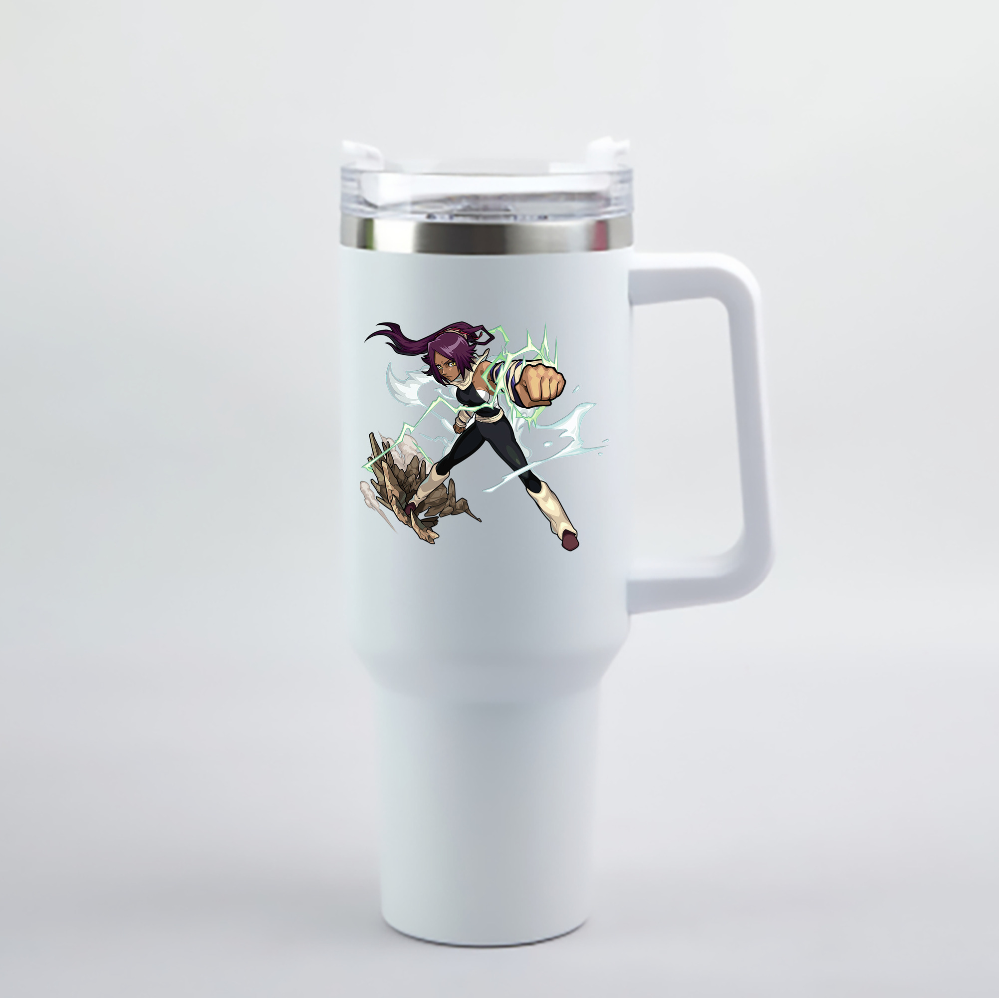 （画像用） ブリーチ 四楓院 夜一（しほういん よるいち） BLEACH Shihouin Yoruichi 1200mL車用タンブラー - クリスタルステッカー（プラスチックストロー付き）