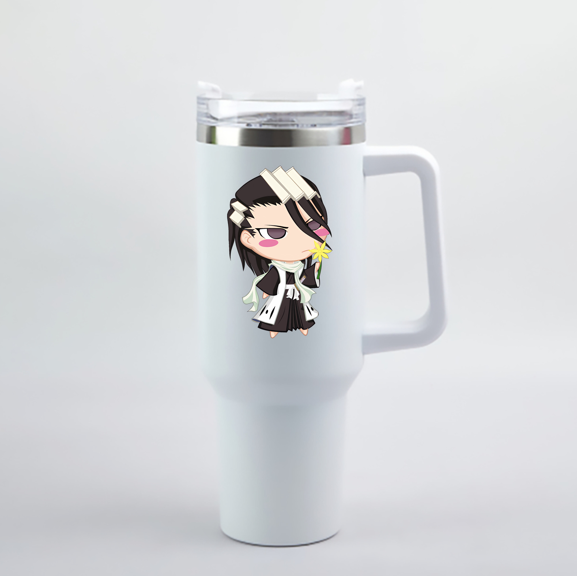 （画像用） ブリーチ くちき びゃくや BLEACH Kuchiki Byakuya 1200mL車用タンブラー - クリスタルステッカー（プラスチックストロー付き）