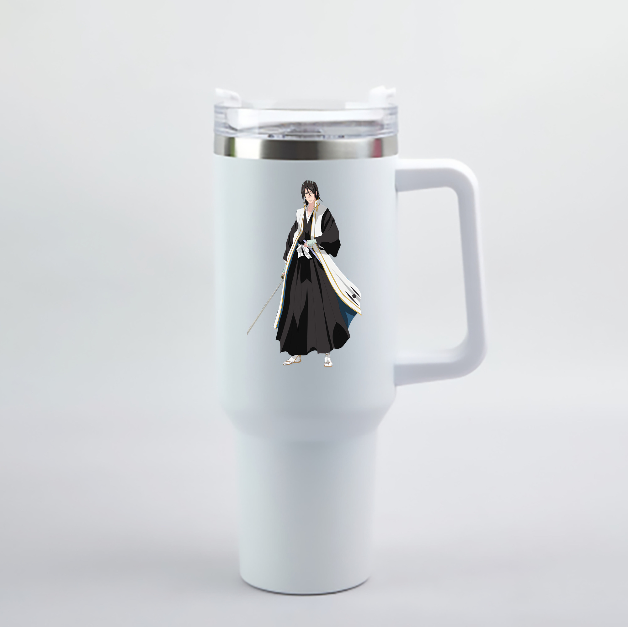 （画像用） ブリーチ くちき びゃくや BLEACH Kuchiki Byakuya 1200mL車用タンブラー - クリスタルステッカー（プラスチックストロー付き）