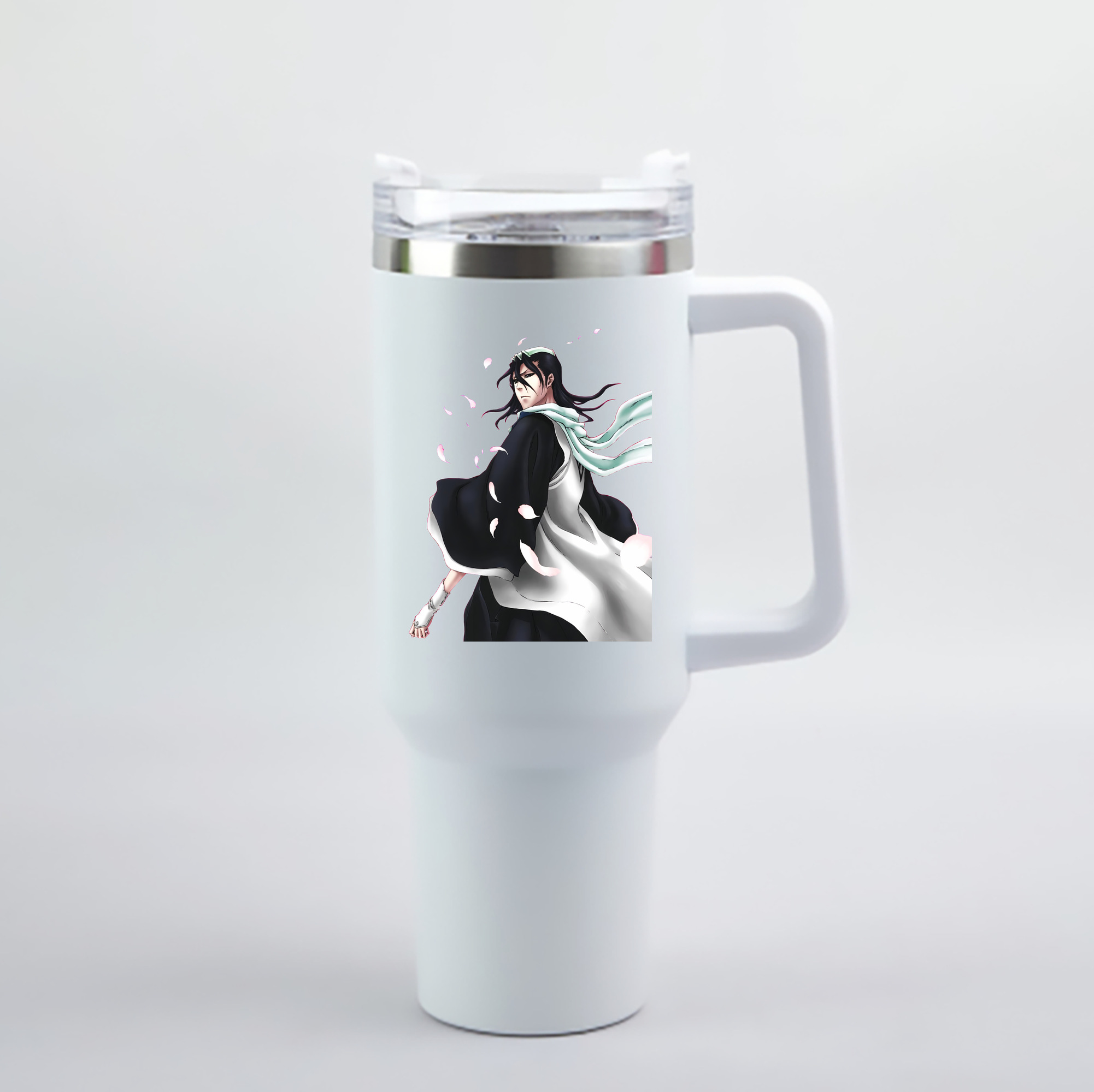 （画像用） ブリーチ くちき びゃくや BLEACH Kuchiki Byakuya 1200mL車用タンブラー - クリスタルステッカー（プラスチックストロー付き）