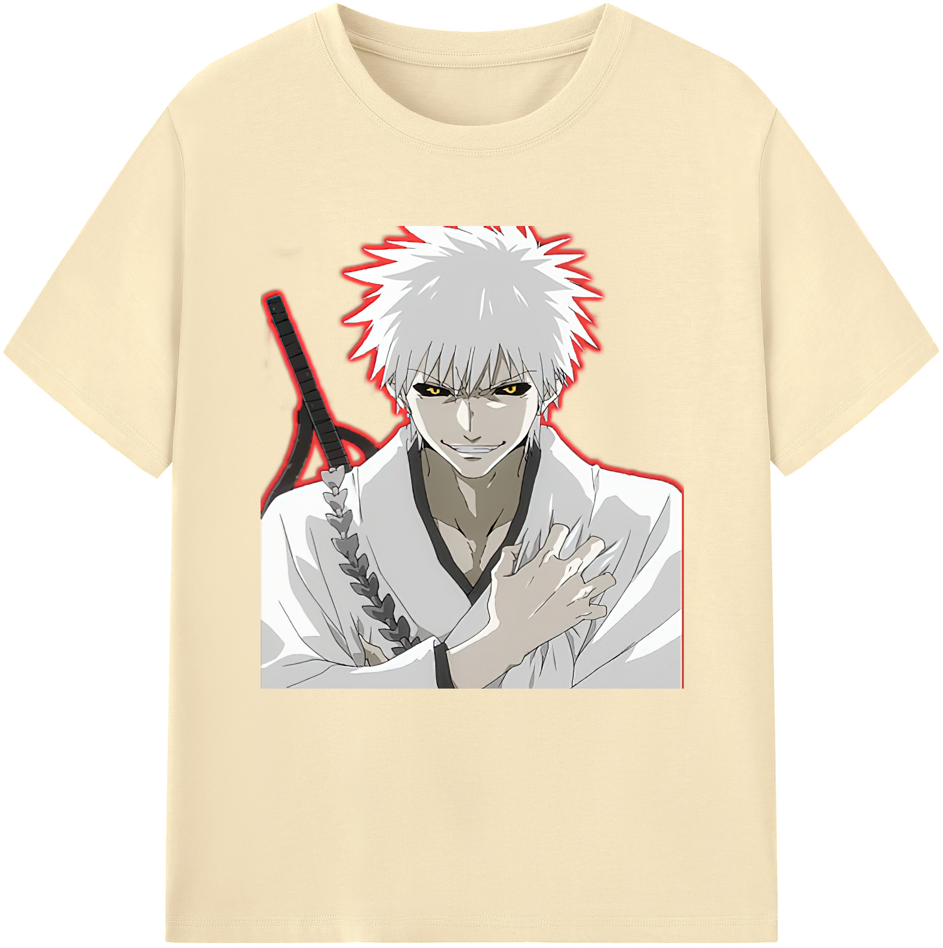 （画像用） ブリーチ 黒崎一護（くろさき いちご）BLEACH Kurosaki Ichigo 綿100％半袖Tシャツ（フロントプリント）