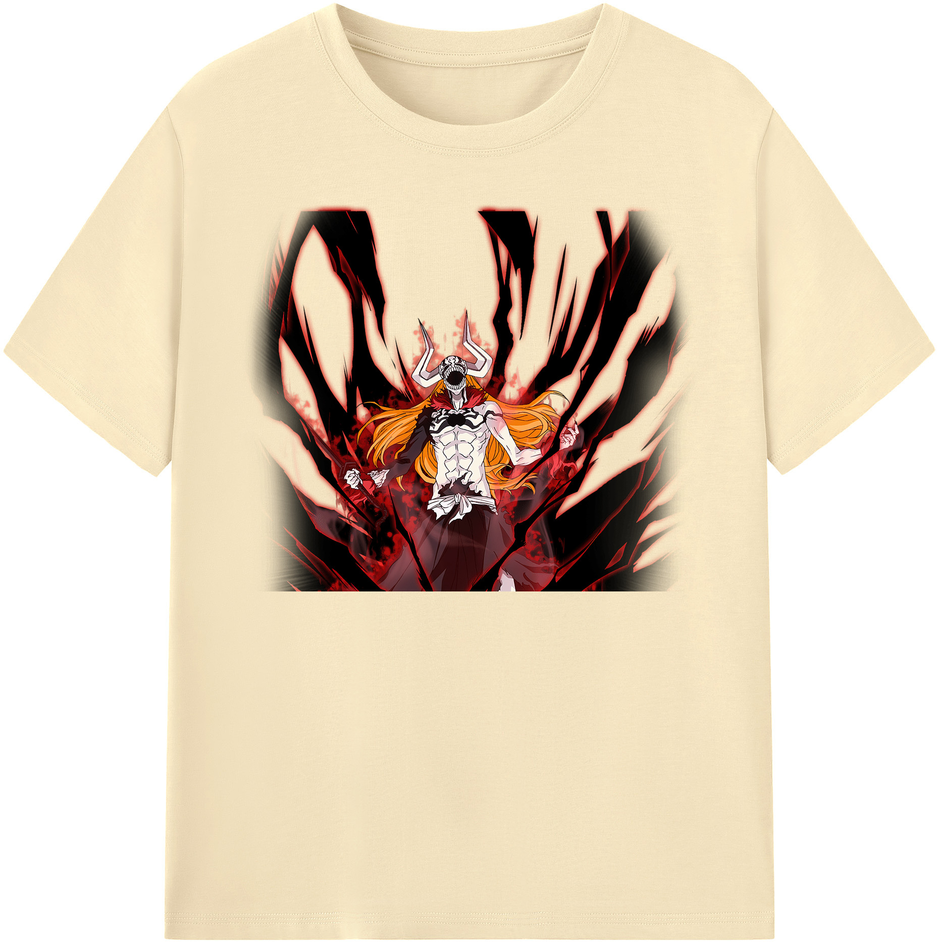 （画像用） ブリーチ 黒崎一護（くろさき いちご）BLEACH Kurosaki Ichigo 綿100％半袖Tシャツ（フロントプリント）
