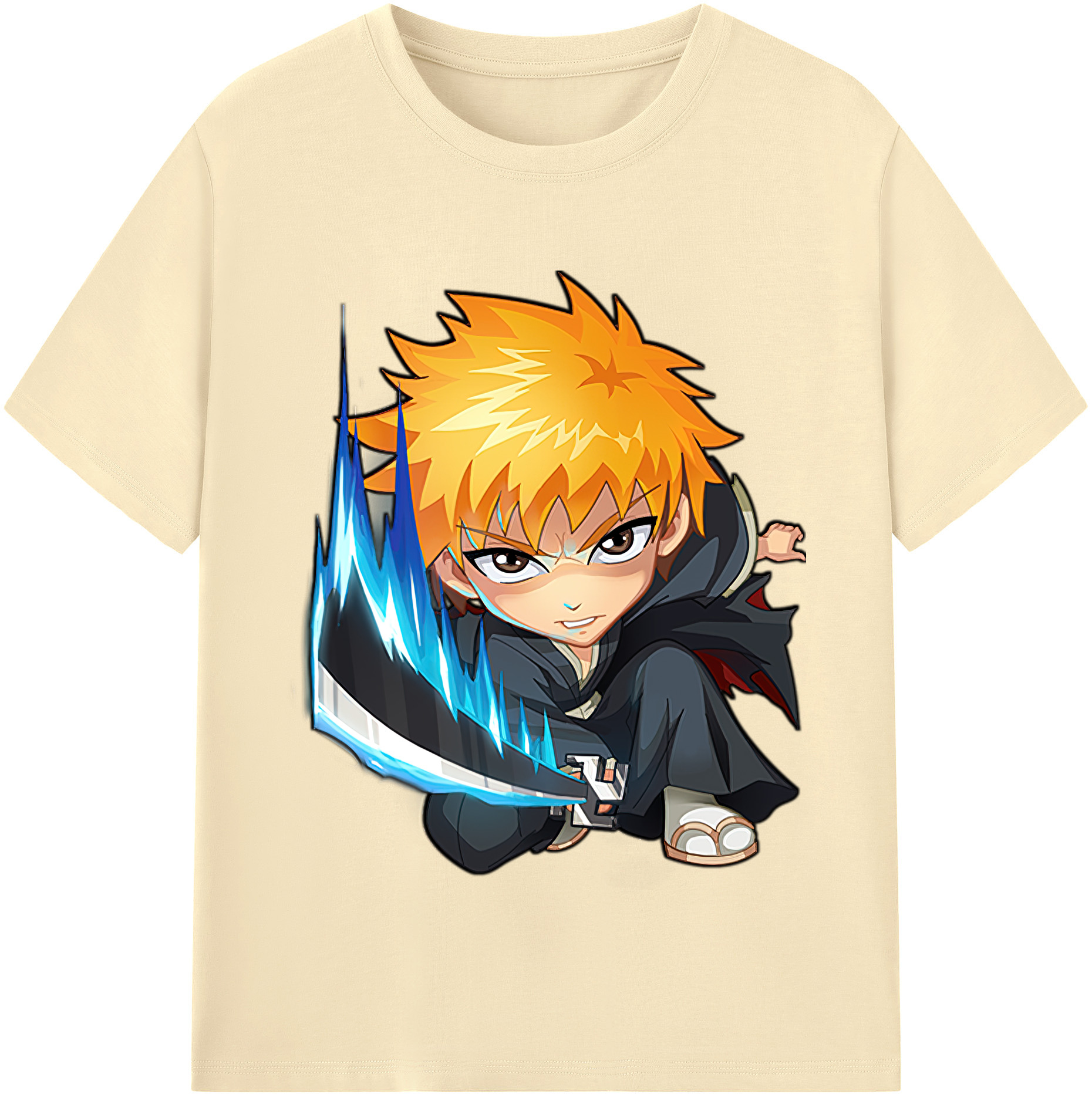 （画像用） ブリーチ 黒崎一護（くろさき いちご）BLEACH Kurosaki Ichigo 綿100％半袖Tシャツ（フロントプリント）