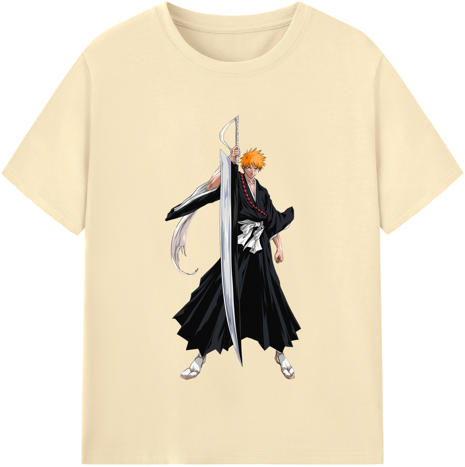（画像用） ブリーチ 黒崎一護（くろさき いちご）BLEACH Kurosaki Ichigo 綿100％半袖Tシャツ（フロントプリント）